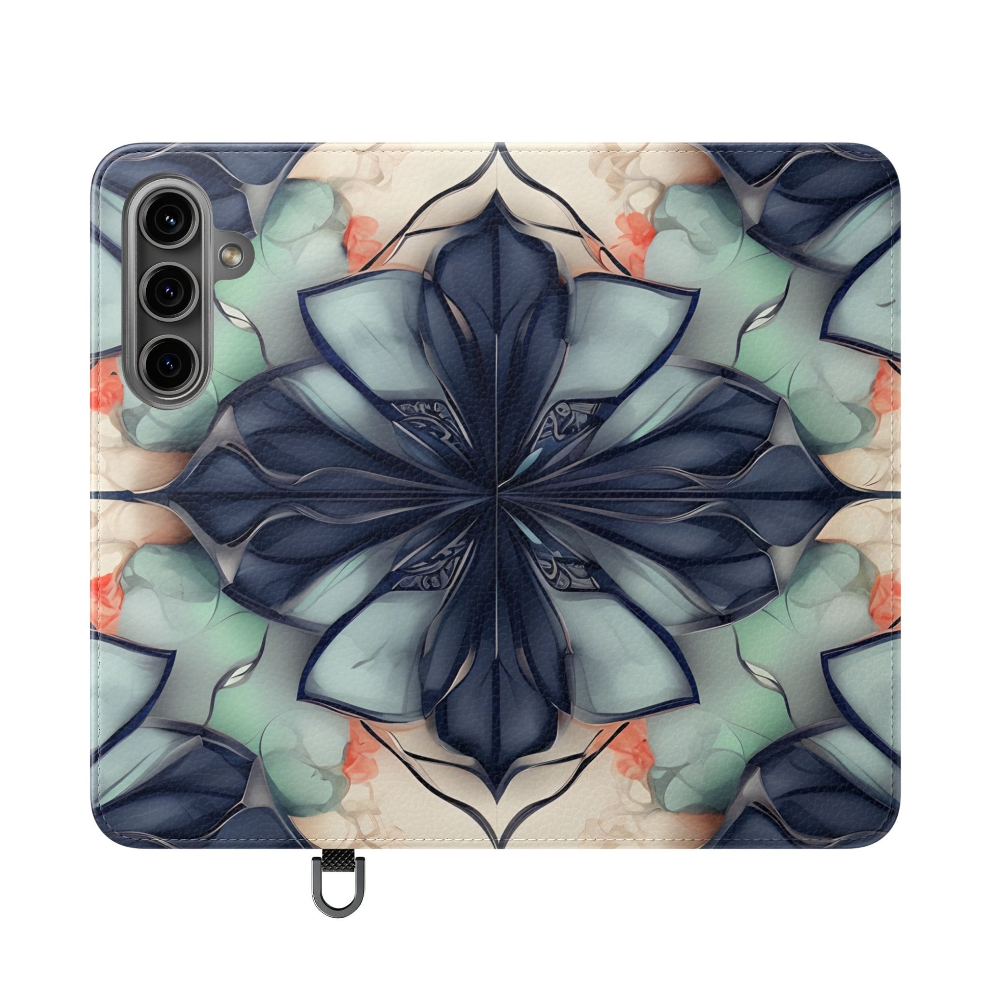 Midnight Mosaic - Abstract Floral Flip Phone Case for Samsung Galaxy S24