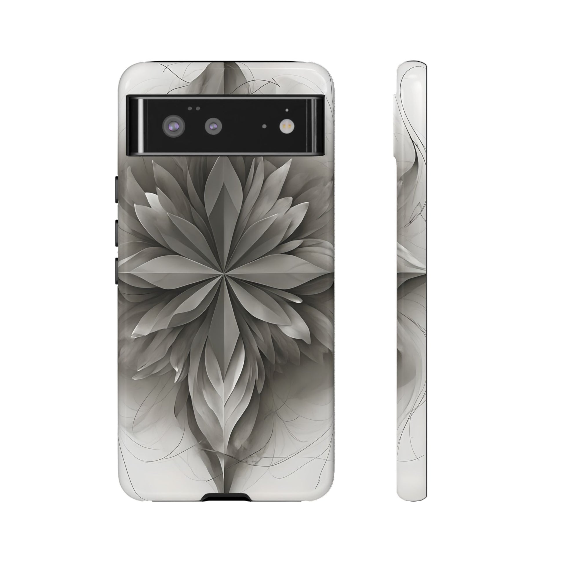 Silver Lotus - Elegant Monochrome Floral Google Pixel 6 Tough Phone Case - Modern Lotus Design