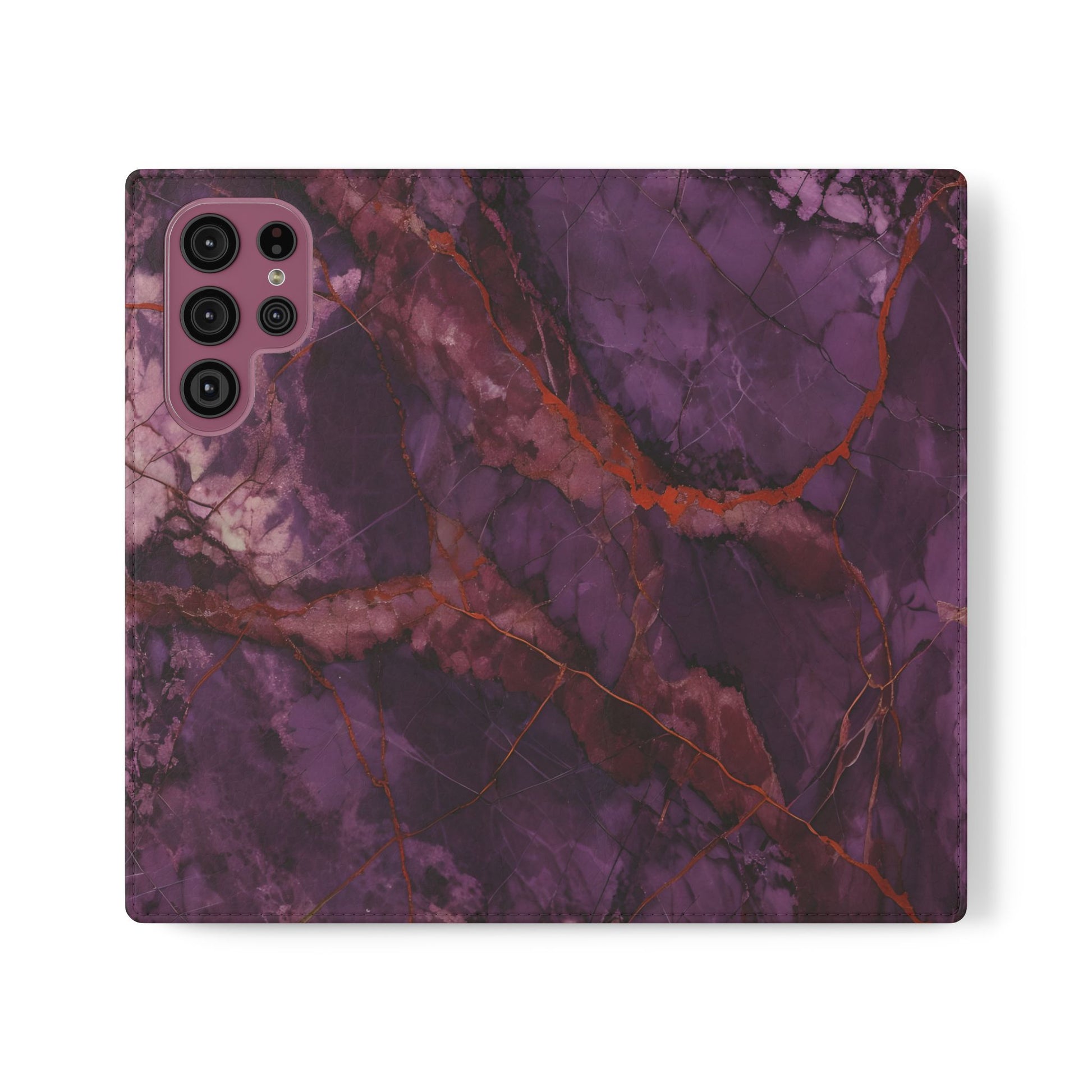 Amethyst Current Wallet Phone Case - Elegant Purple Marble Flip Cover for Samsung Galaxy S22 Ultra