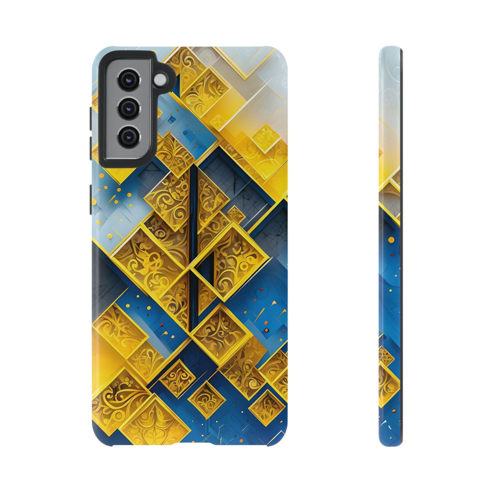 Golden Ascent Luxe Geometric Samsung Galaxy S21 Plus Tough Case - Elegant Abstract Gold Design