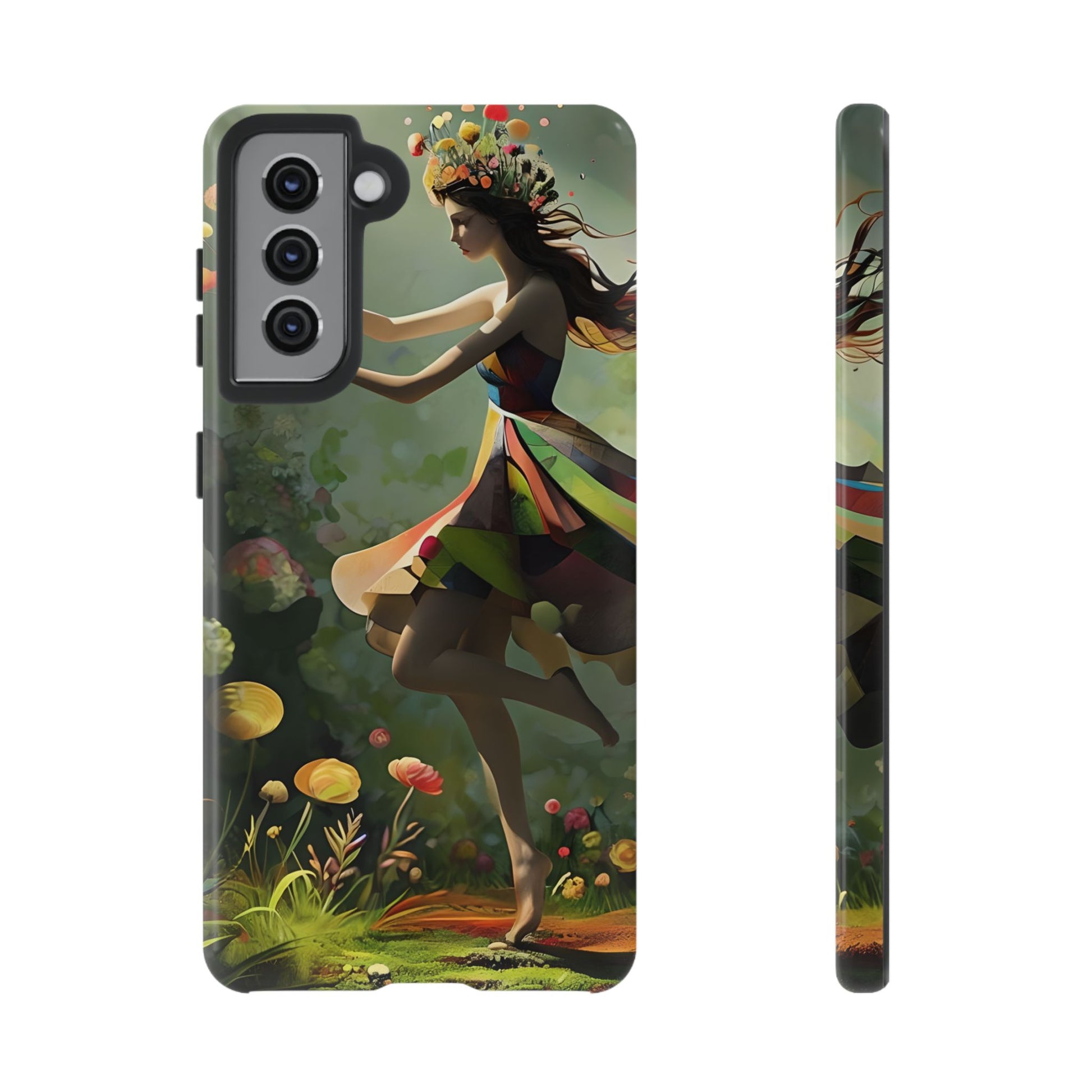 Dancing Wildflower Muse Samsung Galaxy S21 Tough Case - Artistic Floral Fantasy Cover - Whimsical Nature-Inspired Protective Accessory