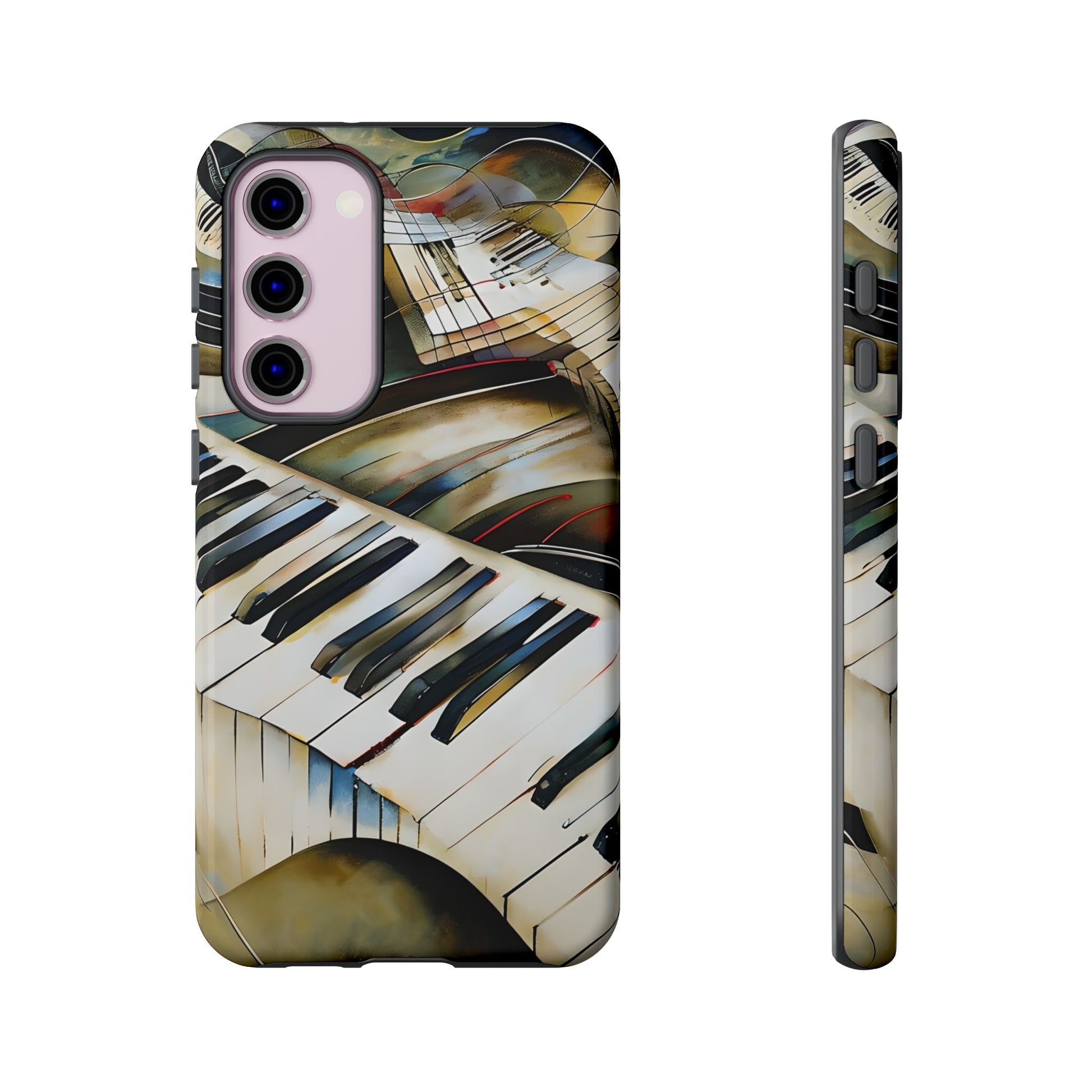 Ivory Cascade Abstract Keyboard Music Tough Case for Samsung Galaxy S23 Plus - Shockproof Phone Cover