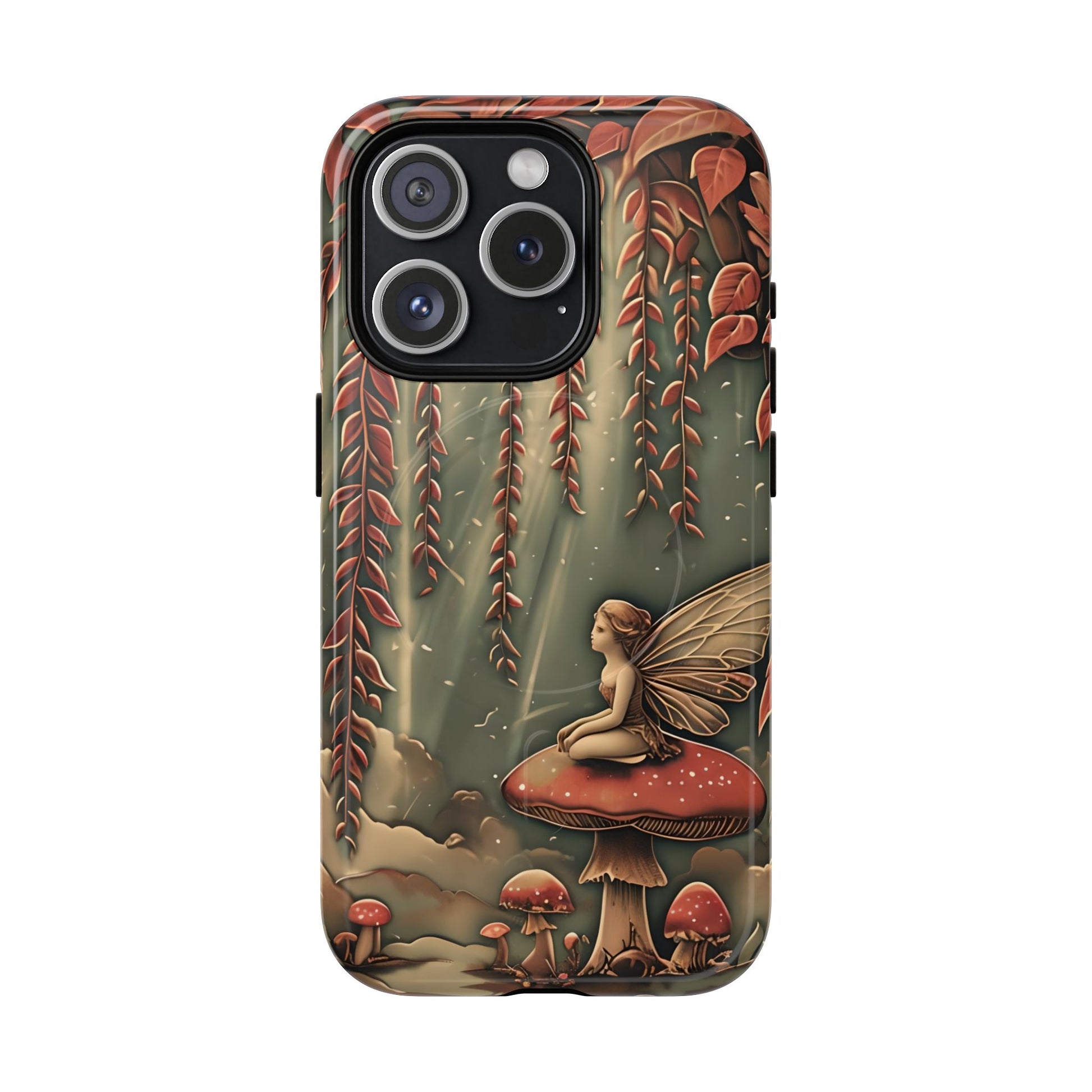 Willow Whisper - Tranquil Nature Art iPhone 15 Pro MagSafe Phone Case - Serene Willow Tree & Meditative Figure Design