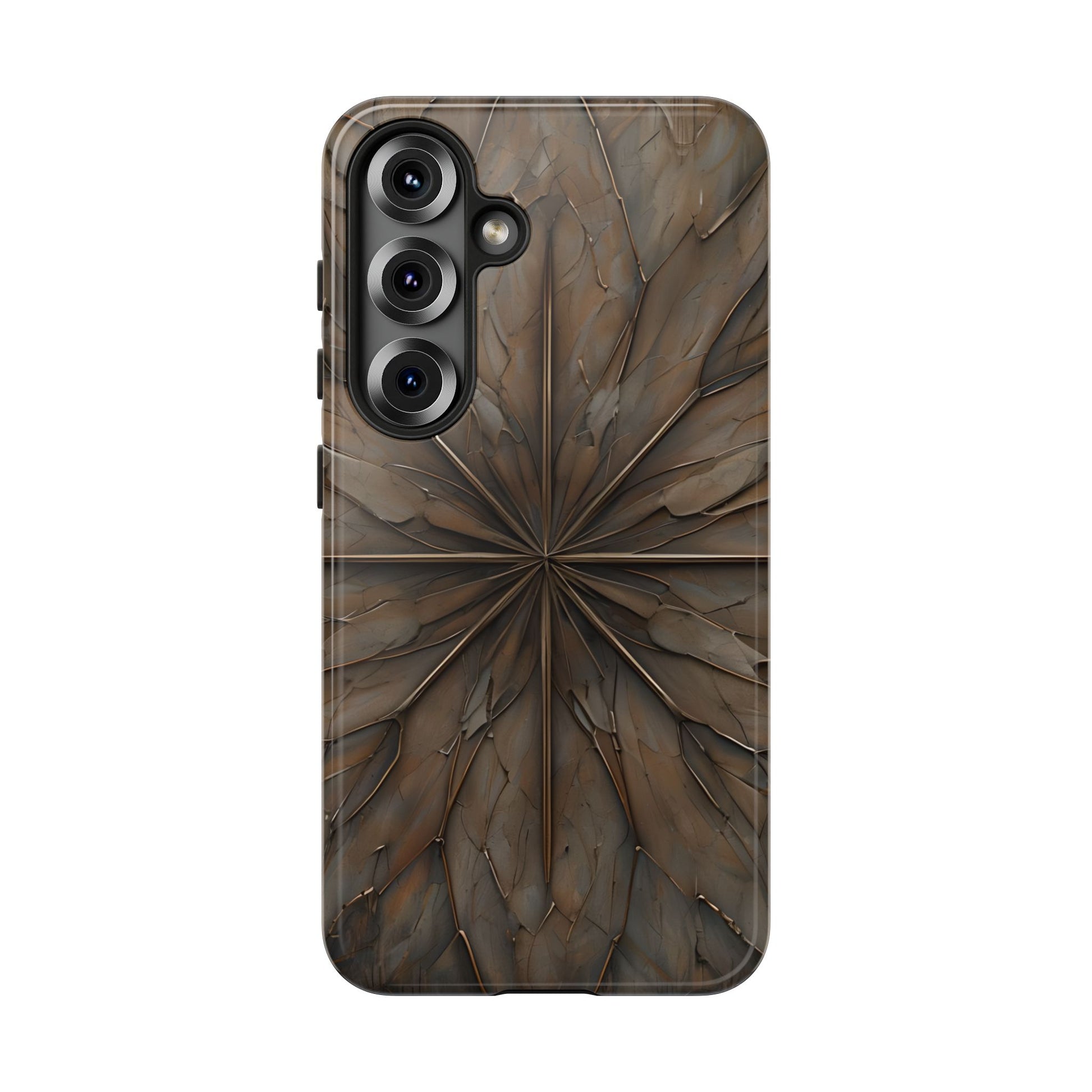 Earthstone Mandala - Kaleidoscope Collection Artistic Taupe Burst - Samsung Galaxy S25 Tough Phone Case