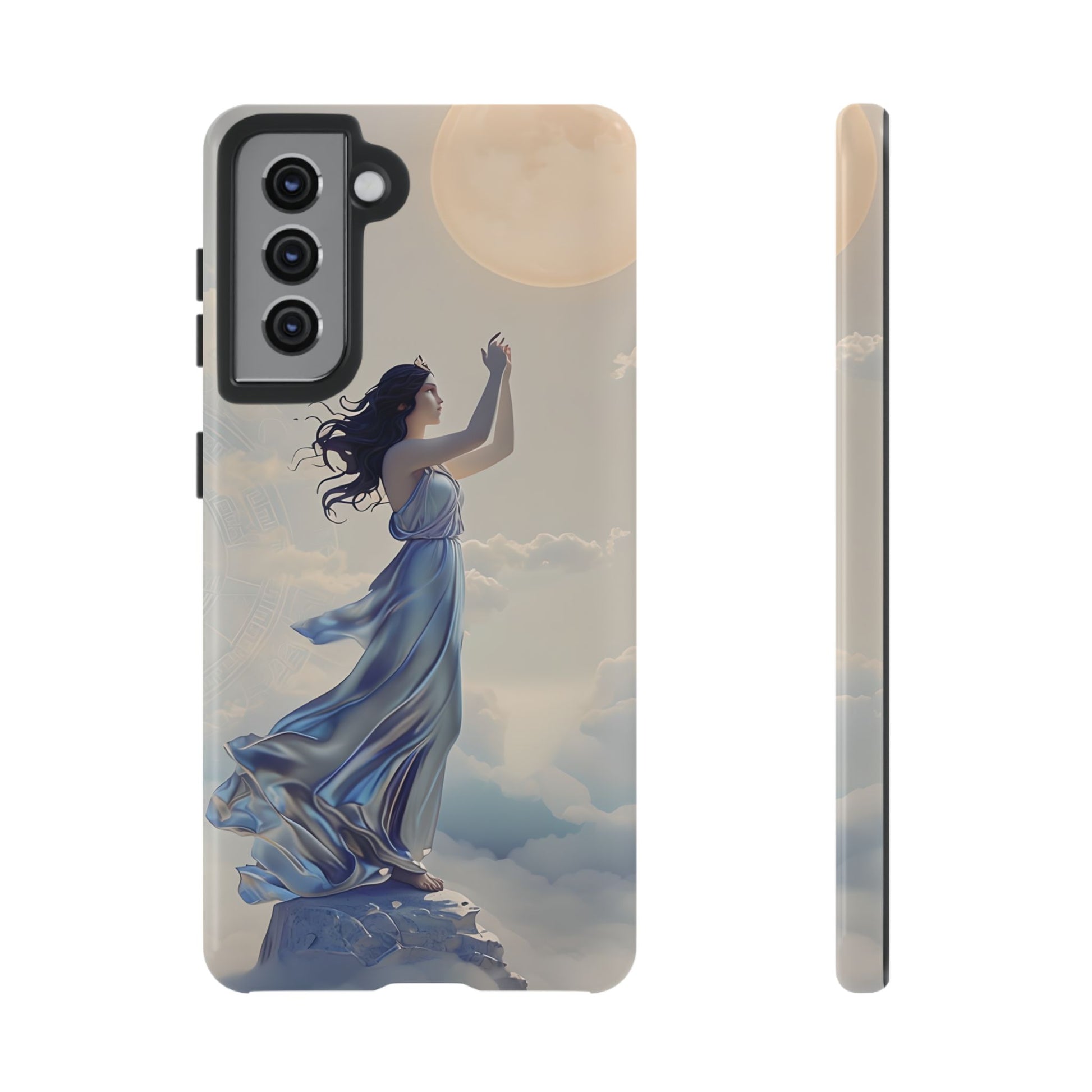 Moonlit Ascend - Ethereal Celestial Art Samsung Galaxy S21 Tough Phone Case - Dreamy Night Sky & Floating Woman Design