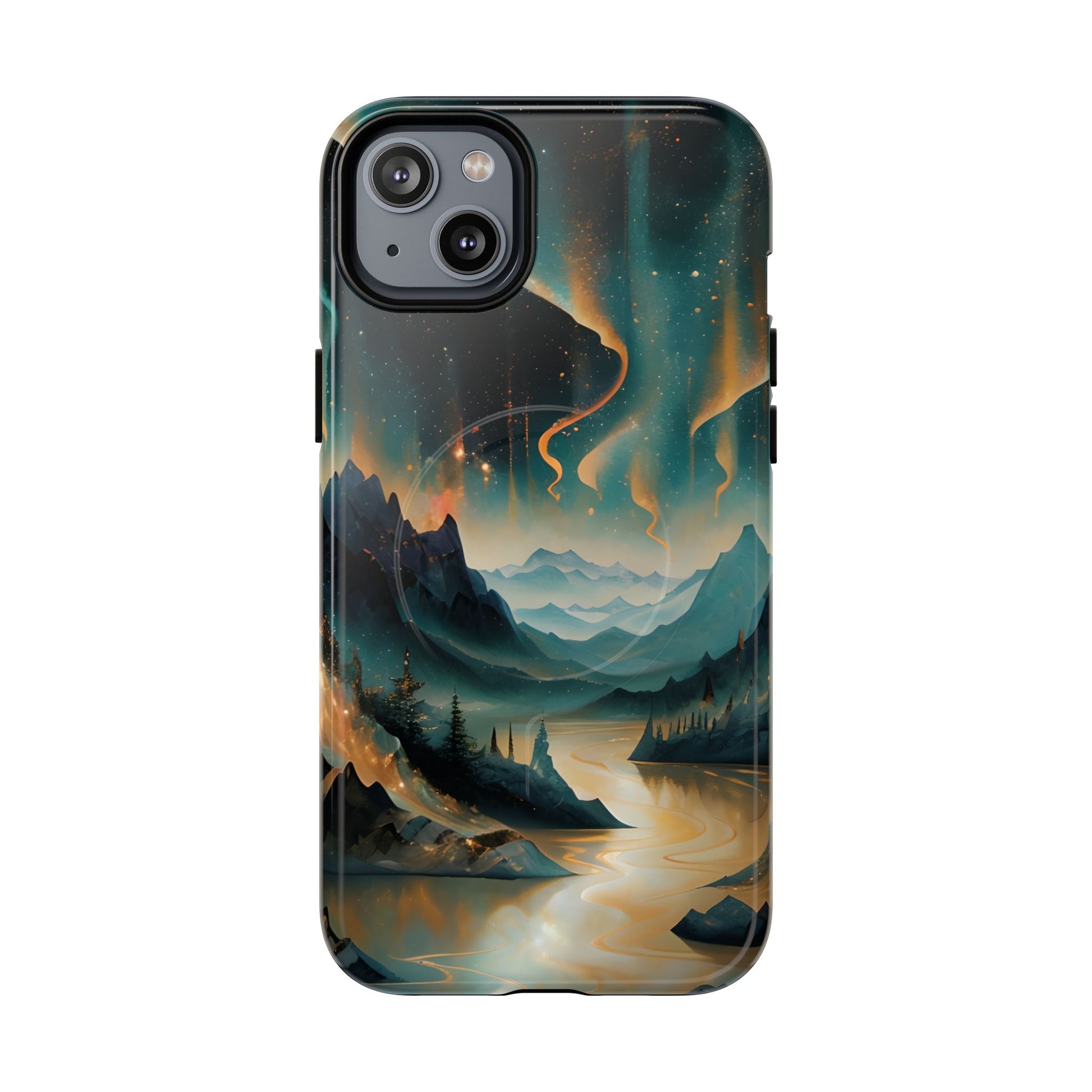 Aurora Dreamscape iPhone 14 Plus Case – Northern Lights Art, MagSafe Compatible, Tough Shockproof Cover