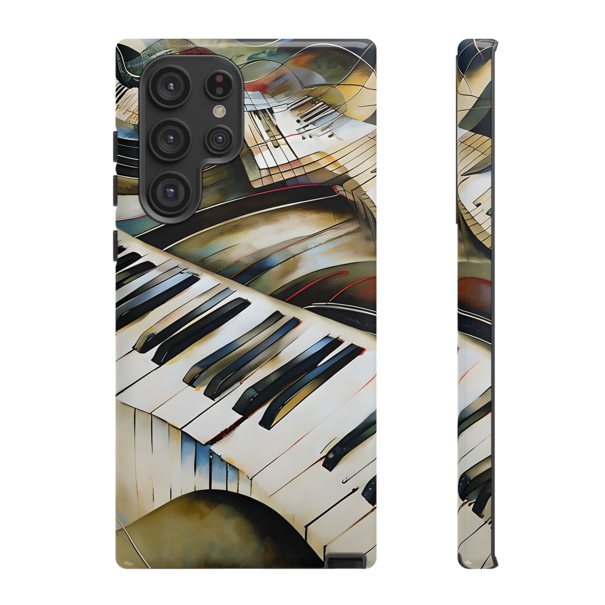 Ivory Cascade Abstract Keyboard Music Tough Case for Samsung Galaxy S22 Ultra - Shockproof Phone Cover