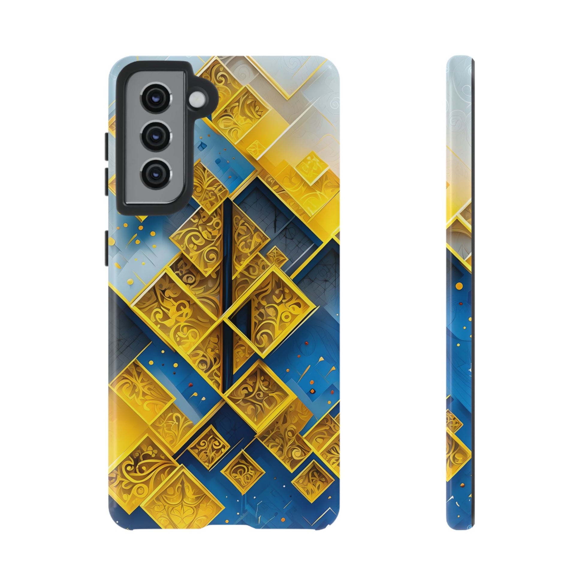 Golden Ascent Luxe Geometric Samsung Galaxy S21 Tough Case - Elegant Abstract Gold Design