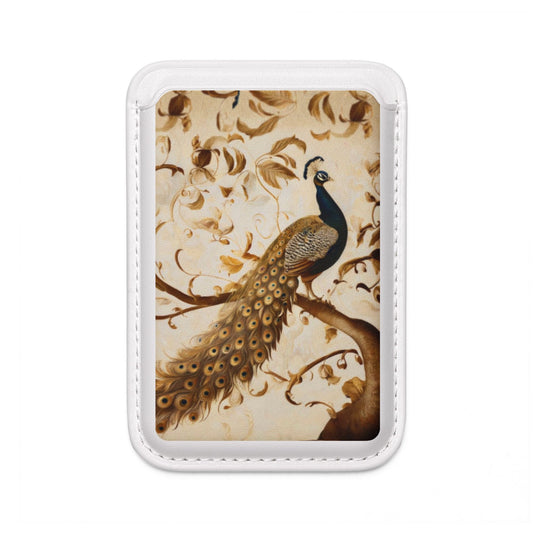 Golden Plumage Scrollwork MagSafe Card Holder Wallet – Vintage Bird Aesthetic Magnetic Phone Wallet