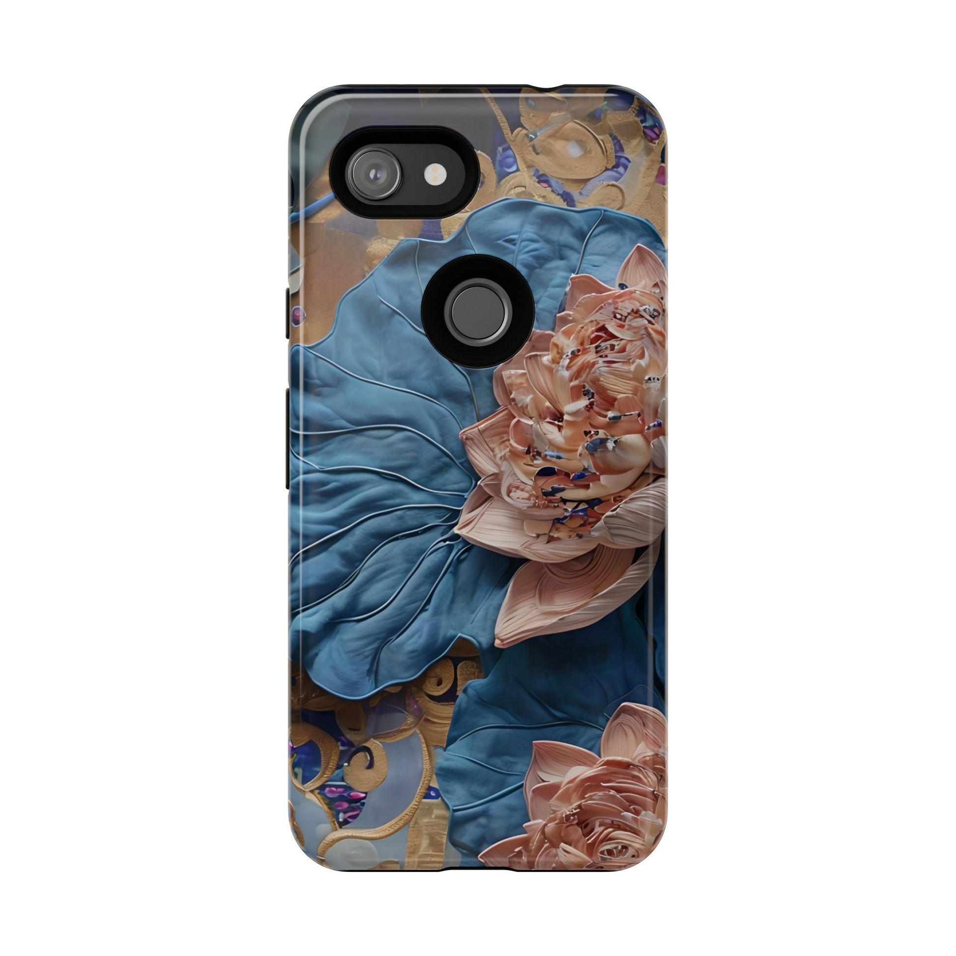 Peony Midnight Tapestry - Google Pixel 3a - Elegant Blue & Blush Artful Phone Cover