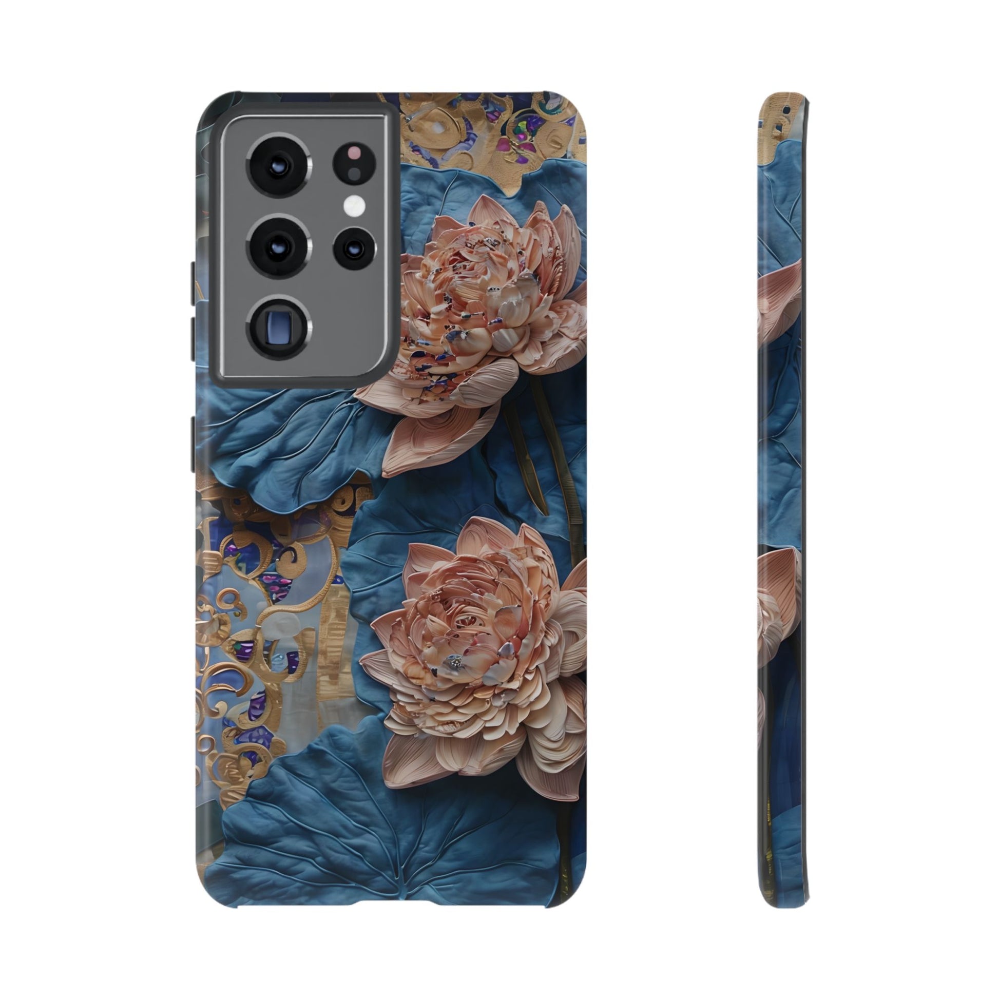 Peony Midnight Tapestry - Samsung Galaxy S21 Ultra - Elegant Blue & Blush Artful Phone Cover