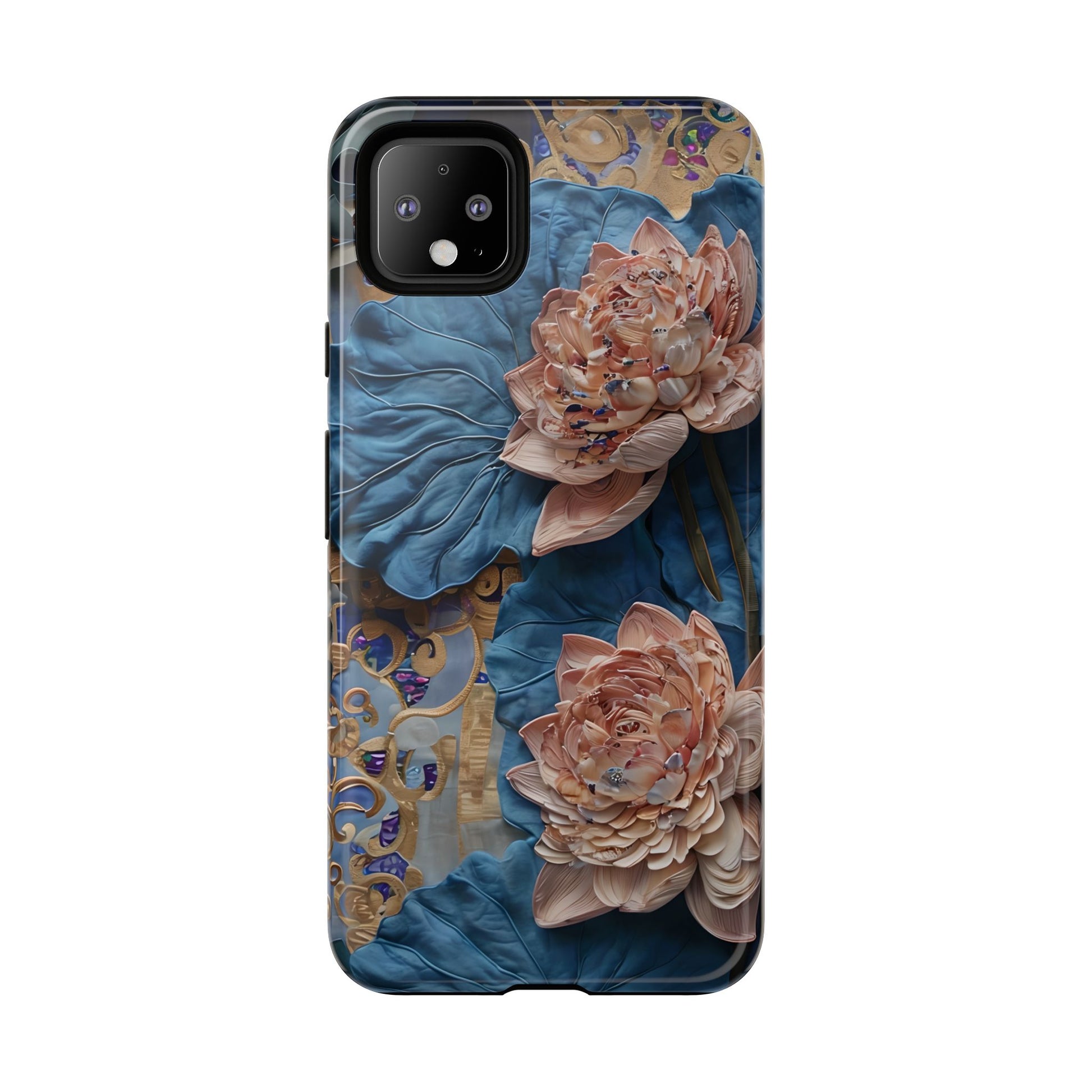 Peony Midnight Tapestry - Google Pixel 4XL - Elegant Blue & Blush Artful Phone Cover
