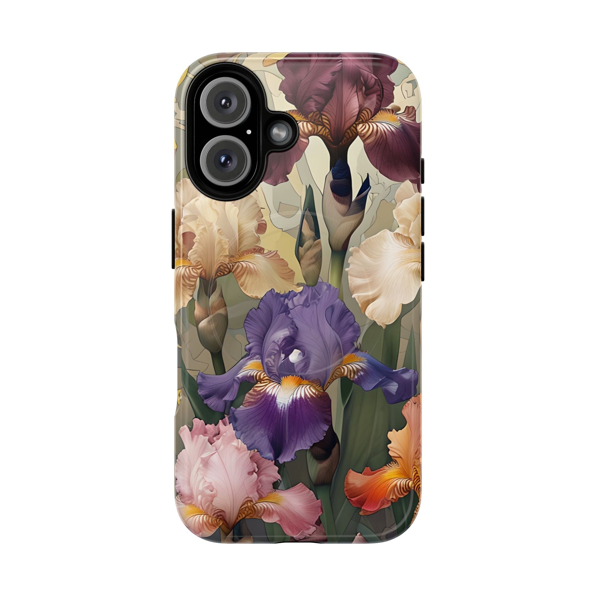 Iris Reverie - Elegant Painterly - iPhone 16 - MagSafe Compatible - Artistic Purple & Cream Iris Design