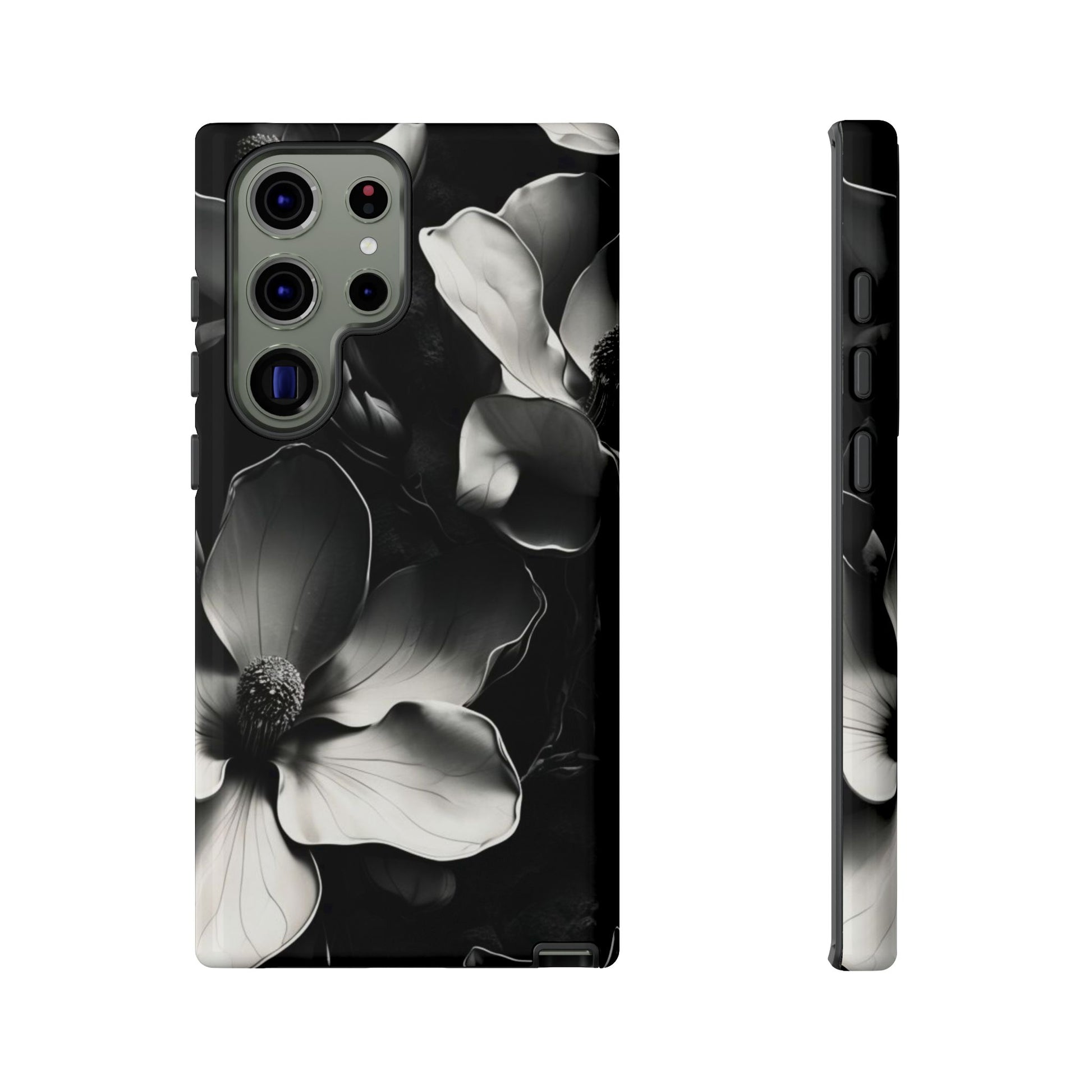 Monochrome Magnolia - Elegant Black & White Floral Samsung Galaxy S23 Ultra Tough Phone Case - Artistic Magnolia Design