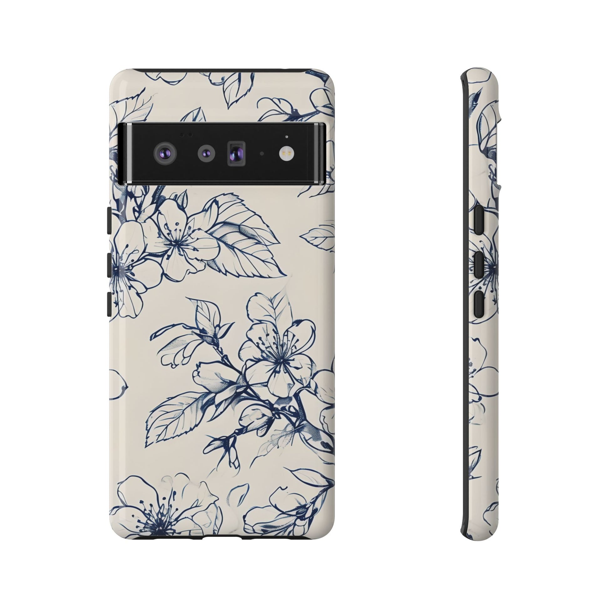 Blossom Sketch - Artistic Blue Floral Google Pixel 6 Pro - Tough Phone Case - Hand-Drawn Botanical Design