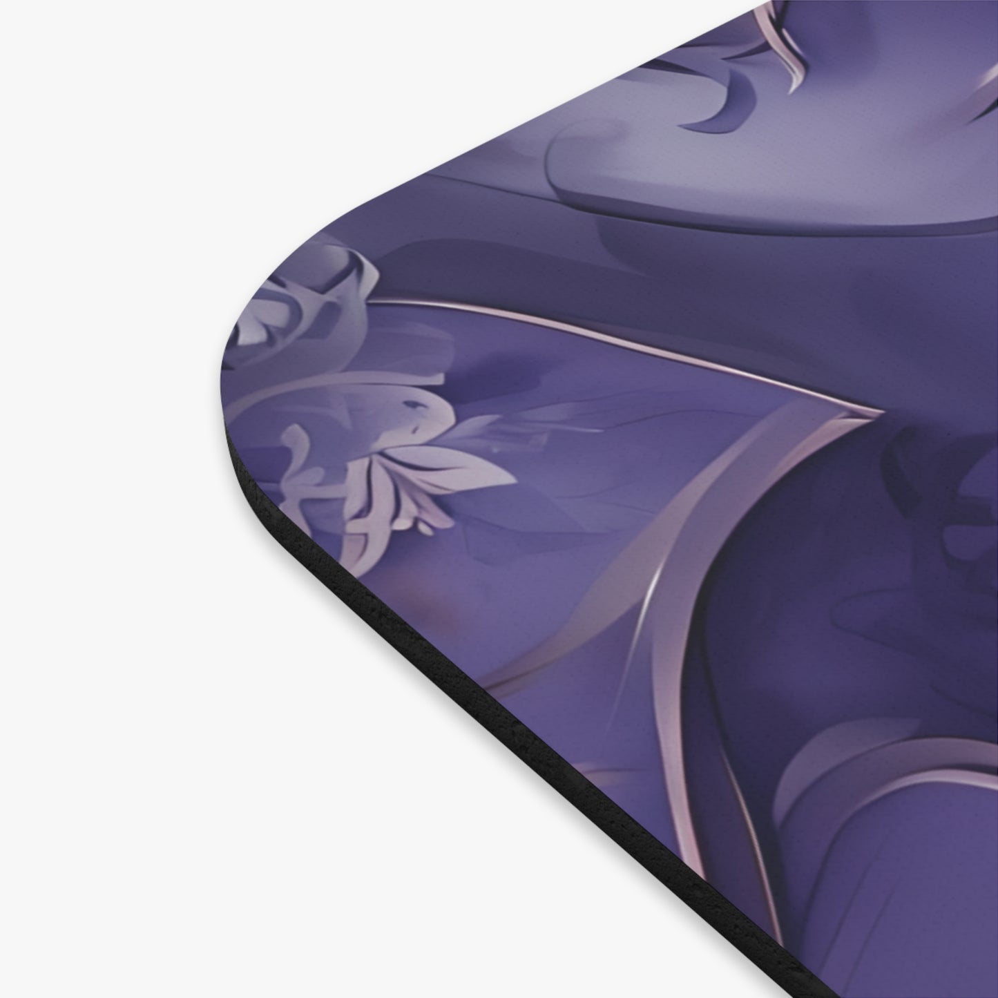 Close-up of Violet Nebula mouse pad showing printed purple floral design detail