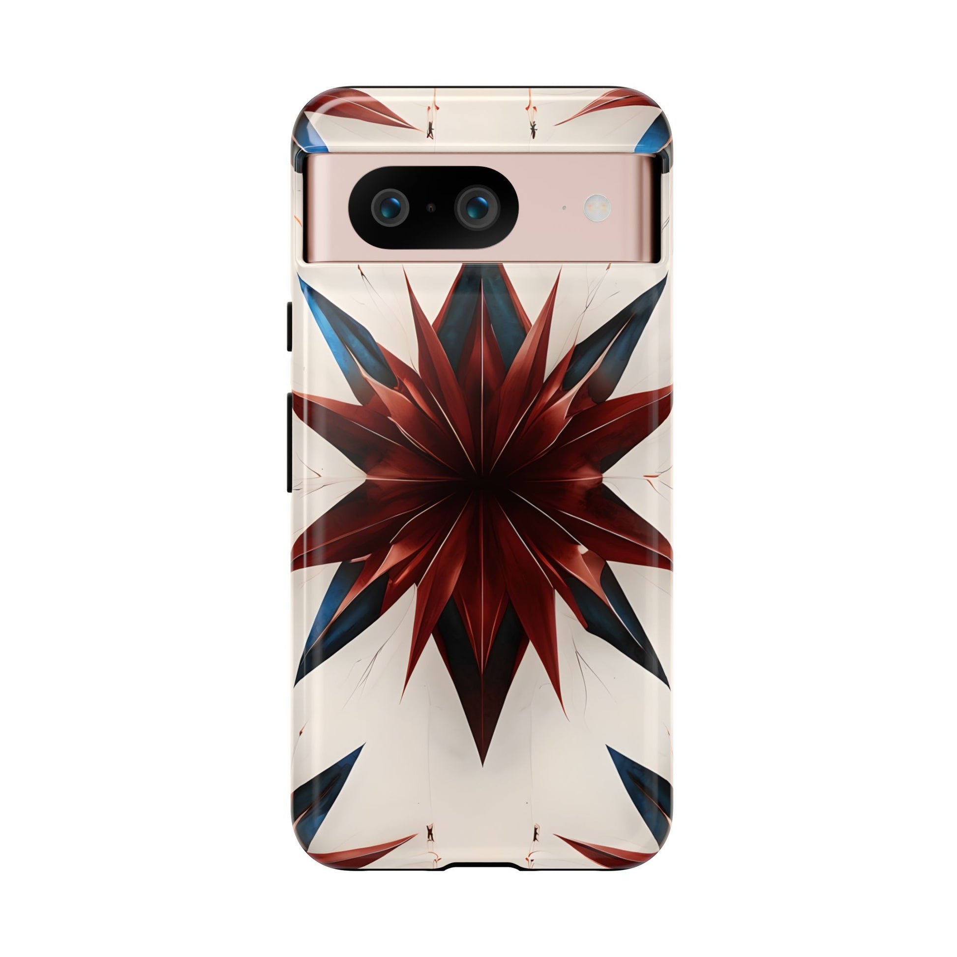 Garnet Starburst - Kaleidoscope Collection Gemstone Floral - Google Pixel 8 Tough Phone Case - Floral Burst Design