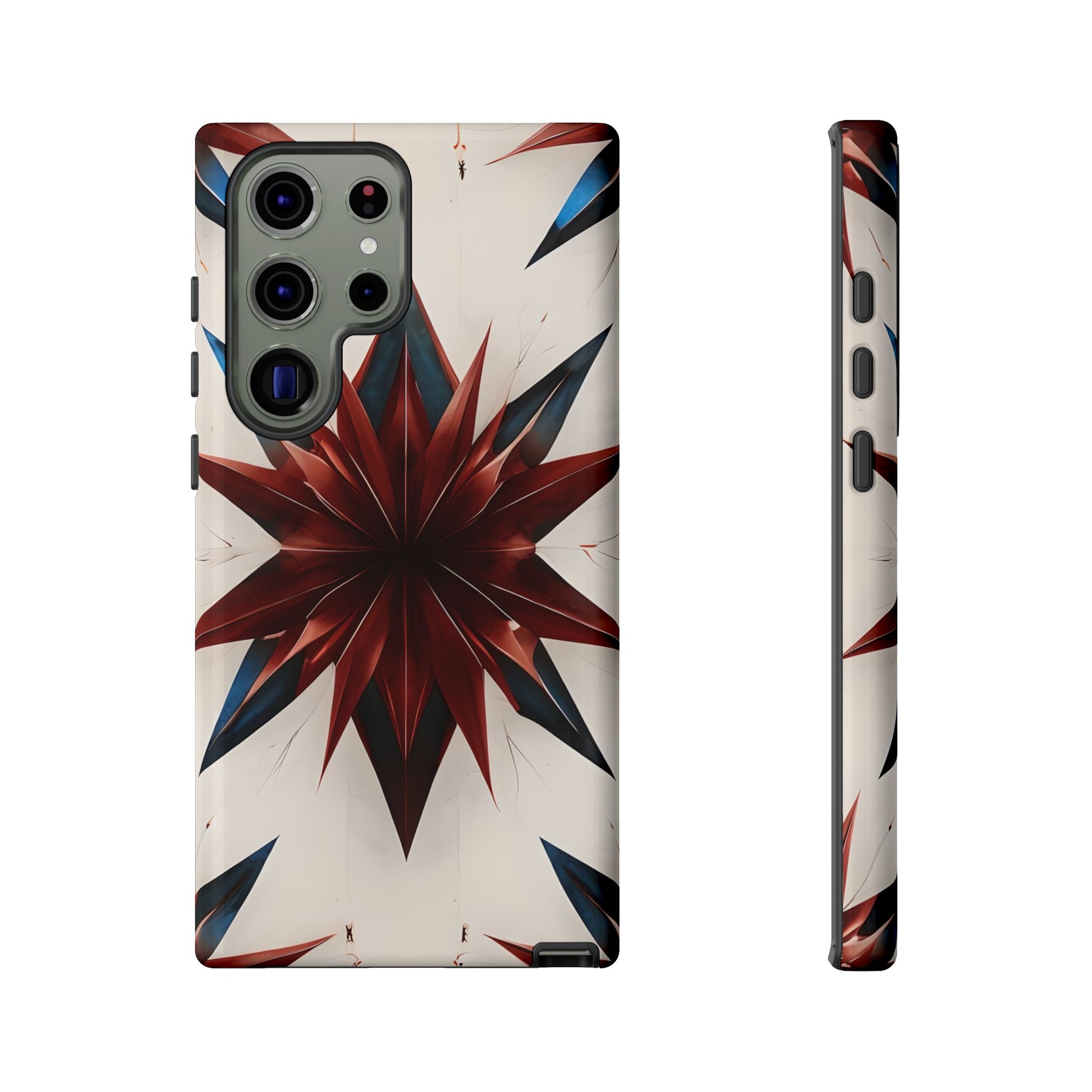 Garnet Starburst - Kaleidoscope Collection Gemstone Floral - Samsung Galaxy S23 Ultra Tough Phone Case - Floral Burst Design