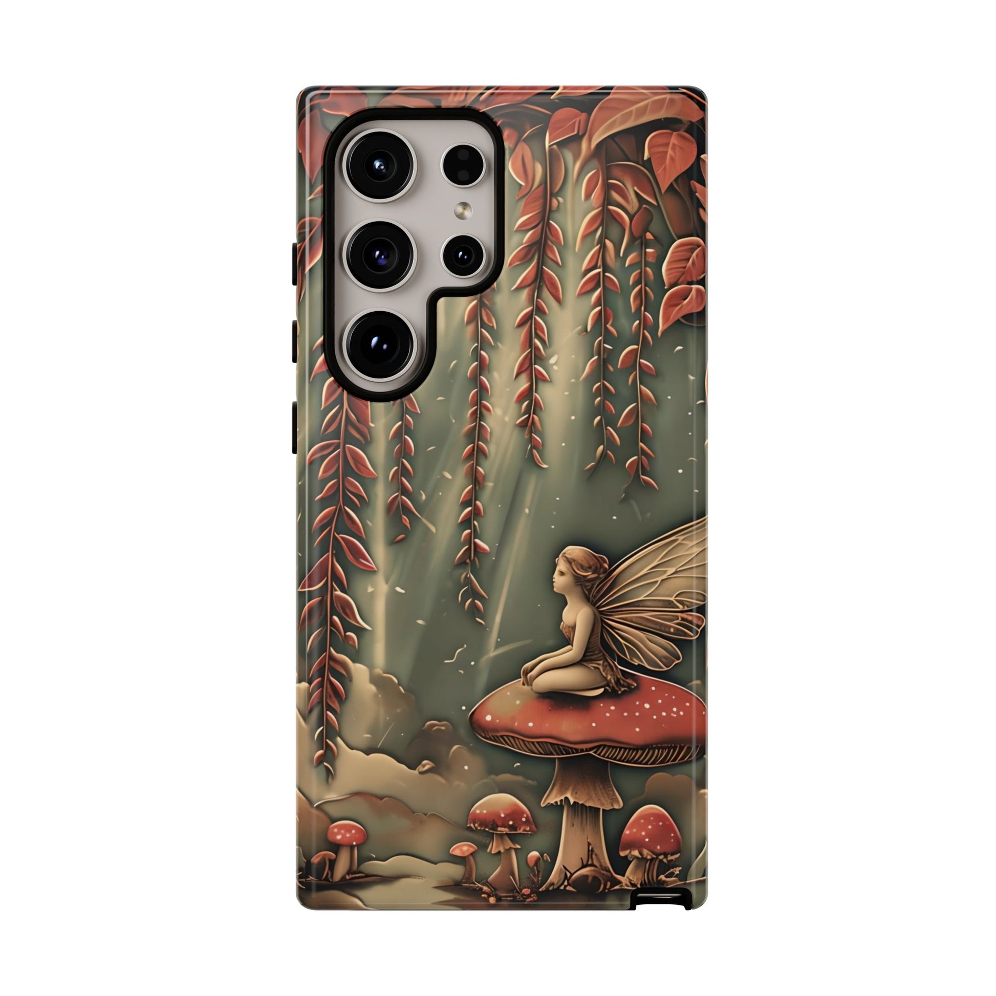 Willow Whisper - Tranquil Nature Art Samsung Galaxy S24 Ultra Tough Phone Case - Serene Willow Tree & Meditative Figure Design