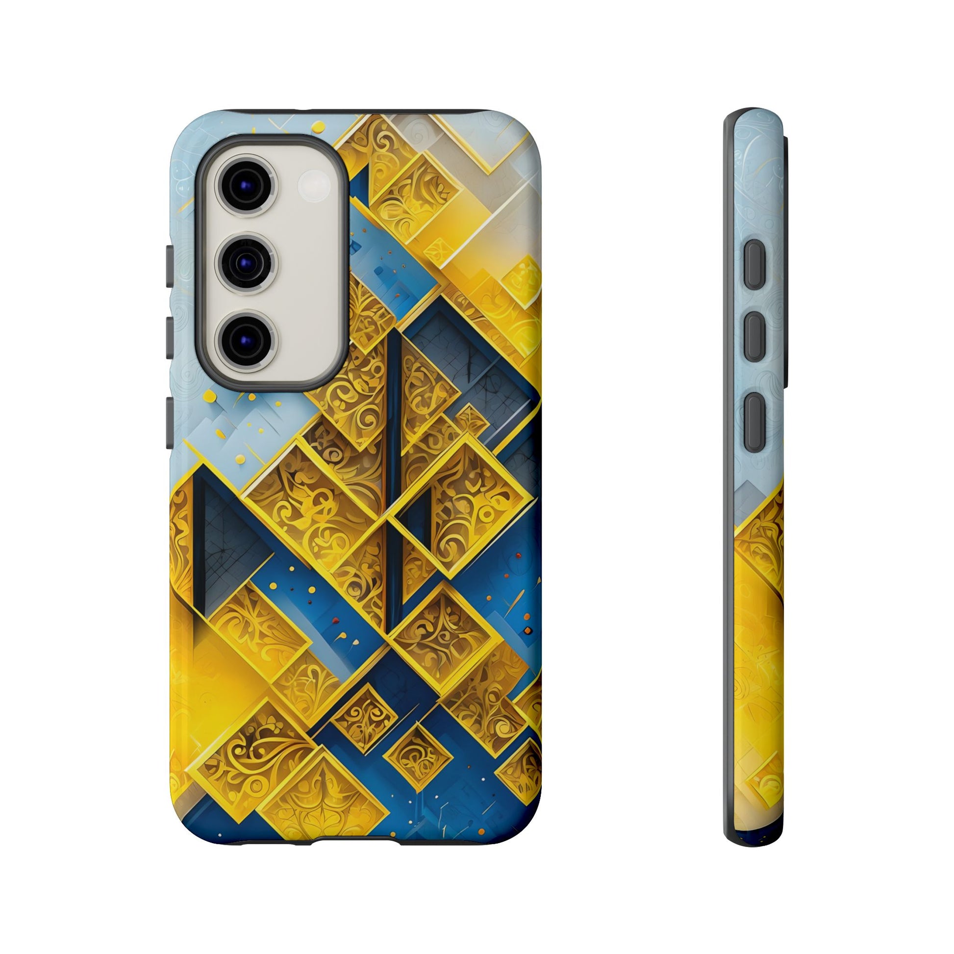 Golden Ascent Luxe Geometric Samsung Galaxy S23 Tough Case - Elegant Abstract Gold Design