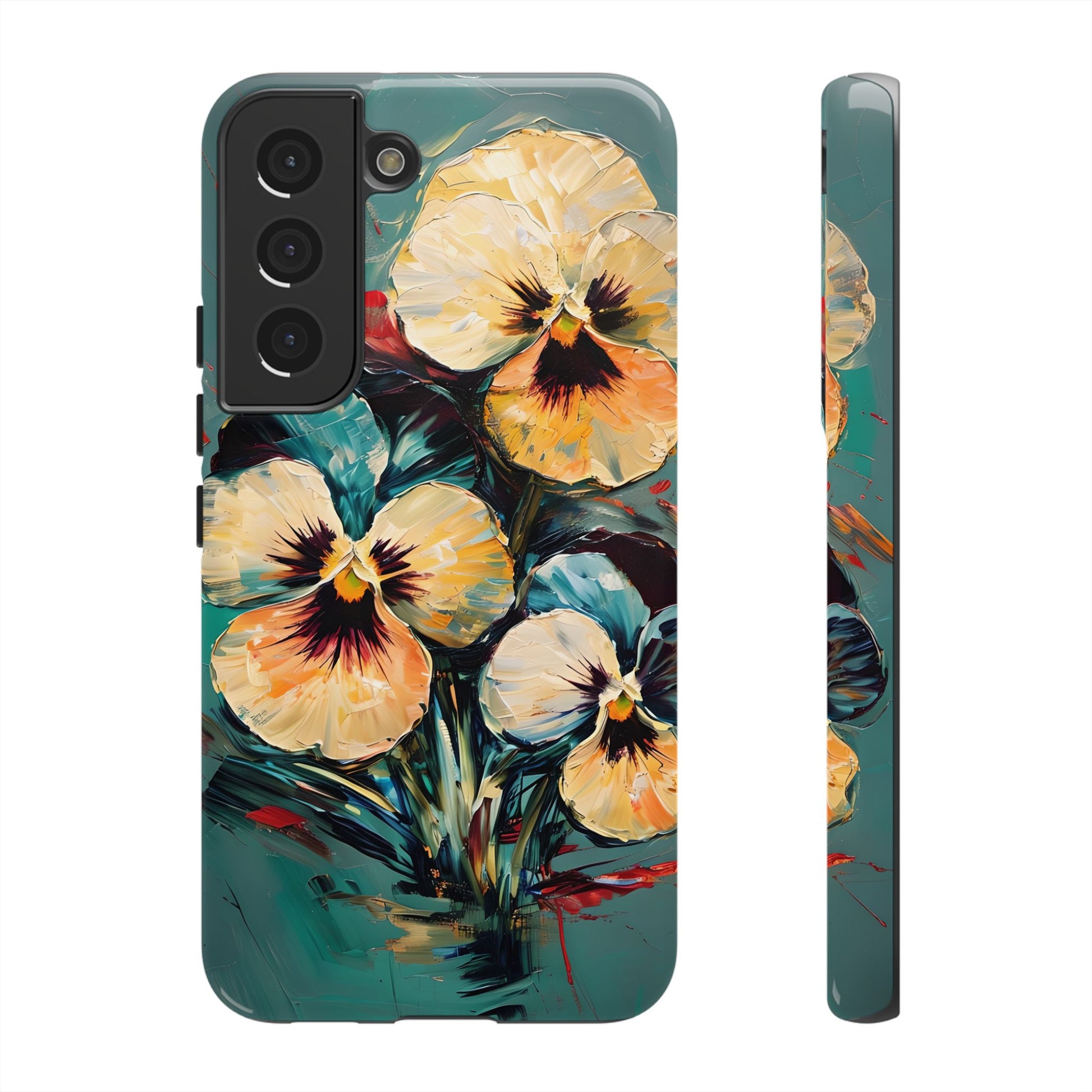 Golden Pansy Cascade Case for Samsung Galaxy S22 - Premium Shockproof Designer Phone Cover