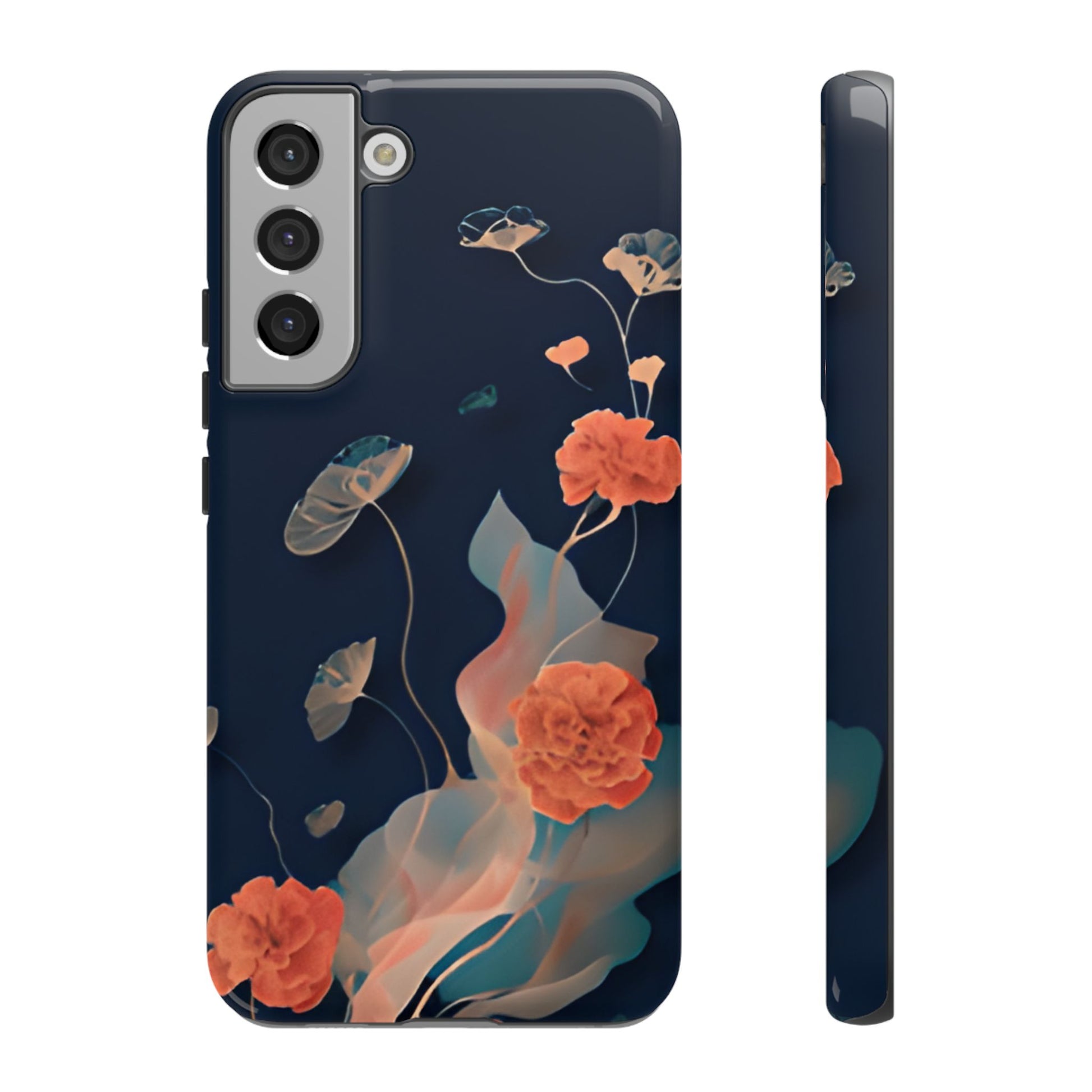 Lotus Reverie - Elegant Artistic Floral Samsung Galaxy S22 Plus Tough Phone Case - Painterly Lotus Blossom Design