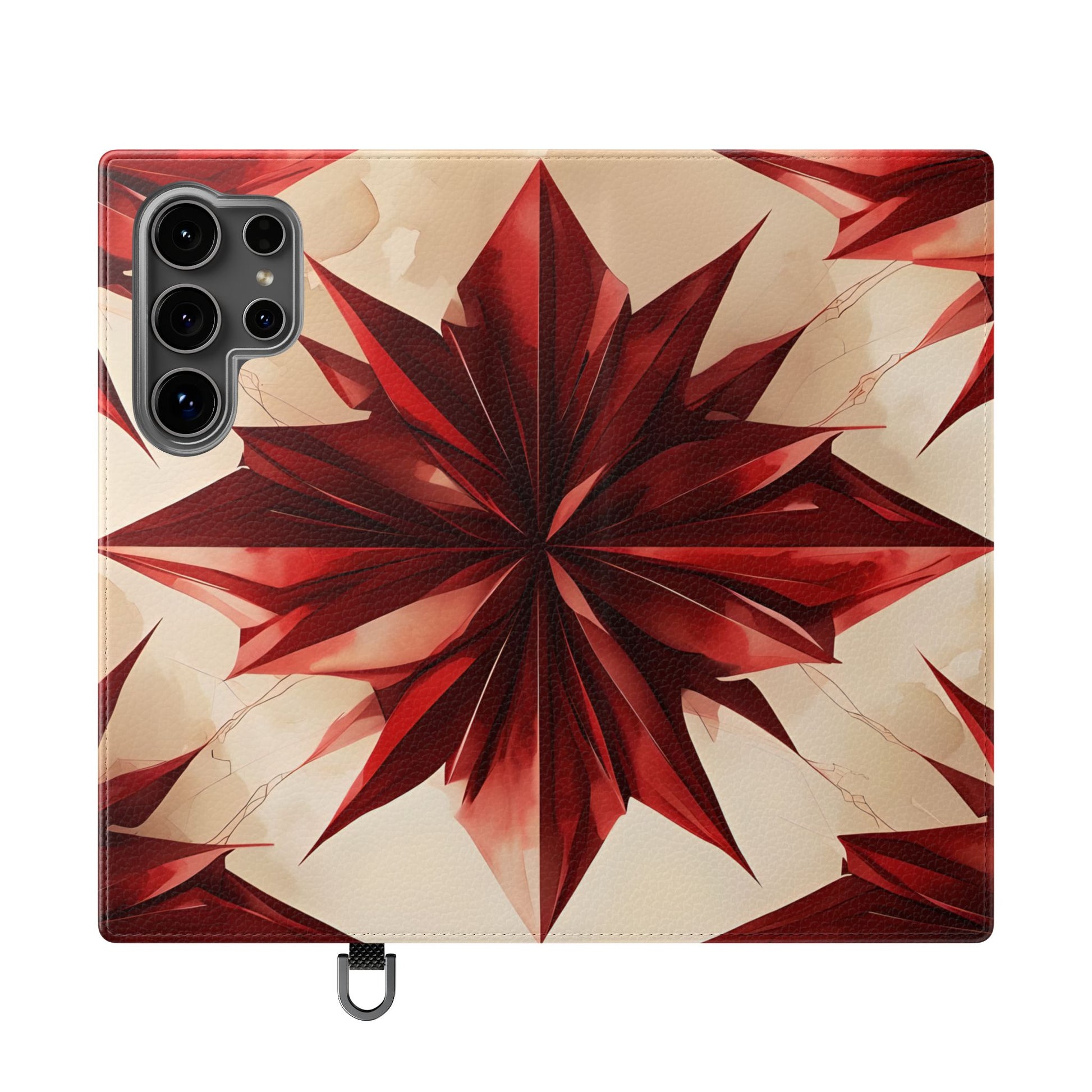 Ruby Compass Samsung Galaxy S24 Ultra Wallet Case - Bold Geometric Flip Cover with Card Slots