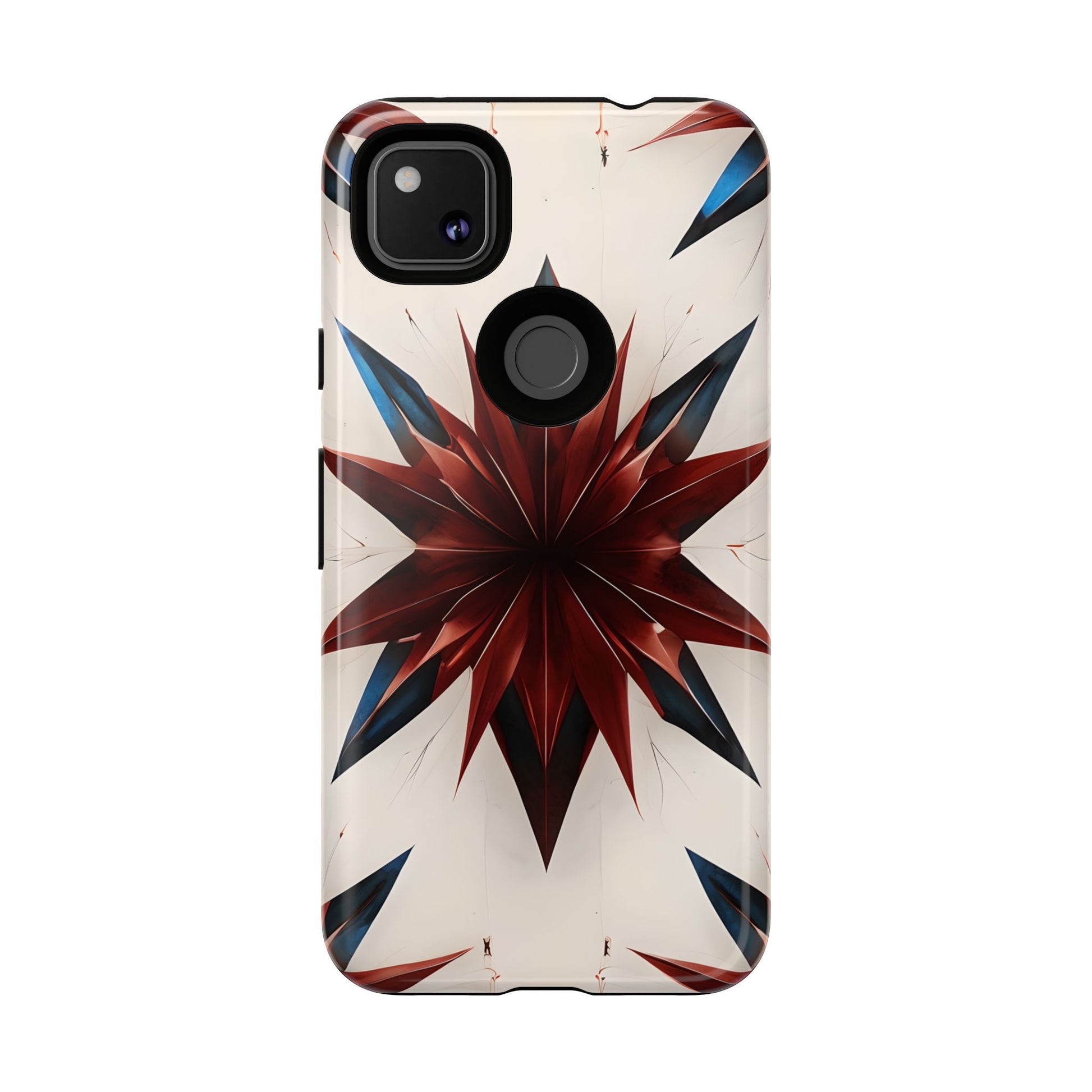 Garnet Starburst - Kaleidoscope Collection Gemstone Floral - Google Pixel 4a Tough Phone Case - Floral Burst Design