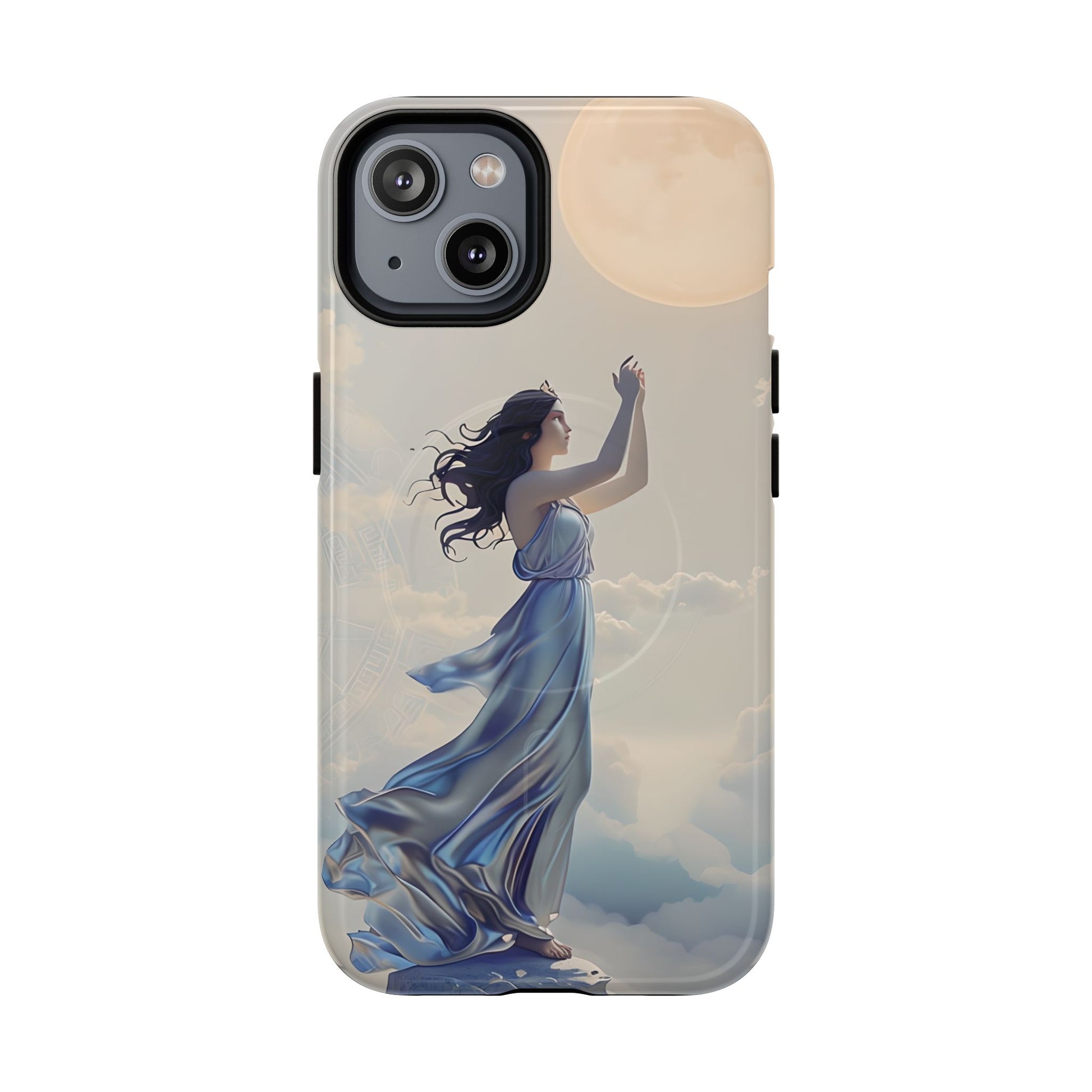 Moonlit Ascend - Ethereal Celestial Art iPhone 14 MagSafe Phone Case -Dreamy Night Sky & Floating Woman Design