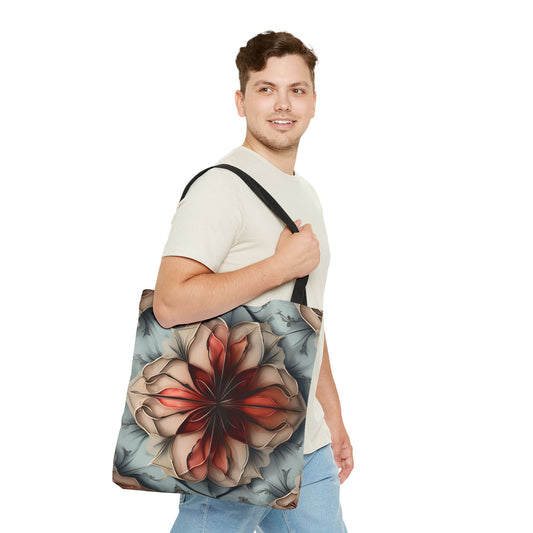 Ember Bloom Canvas Tote Bag (16x16 & 18x18) - Fiery Abstract Eco-Friendly Shopping Bag