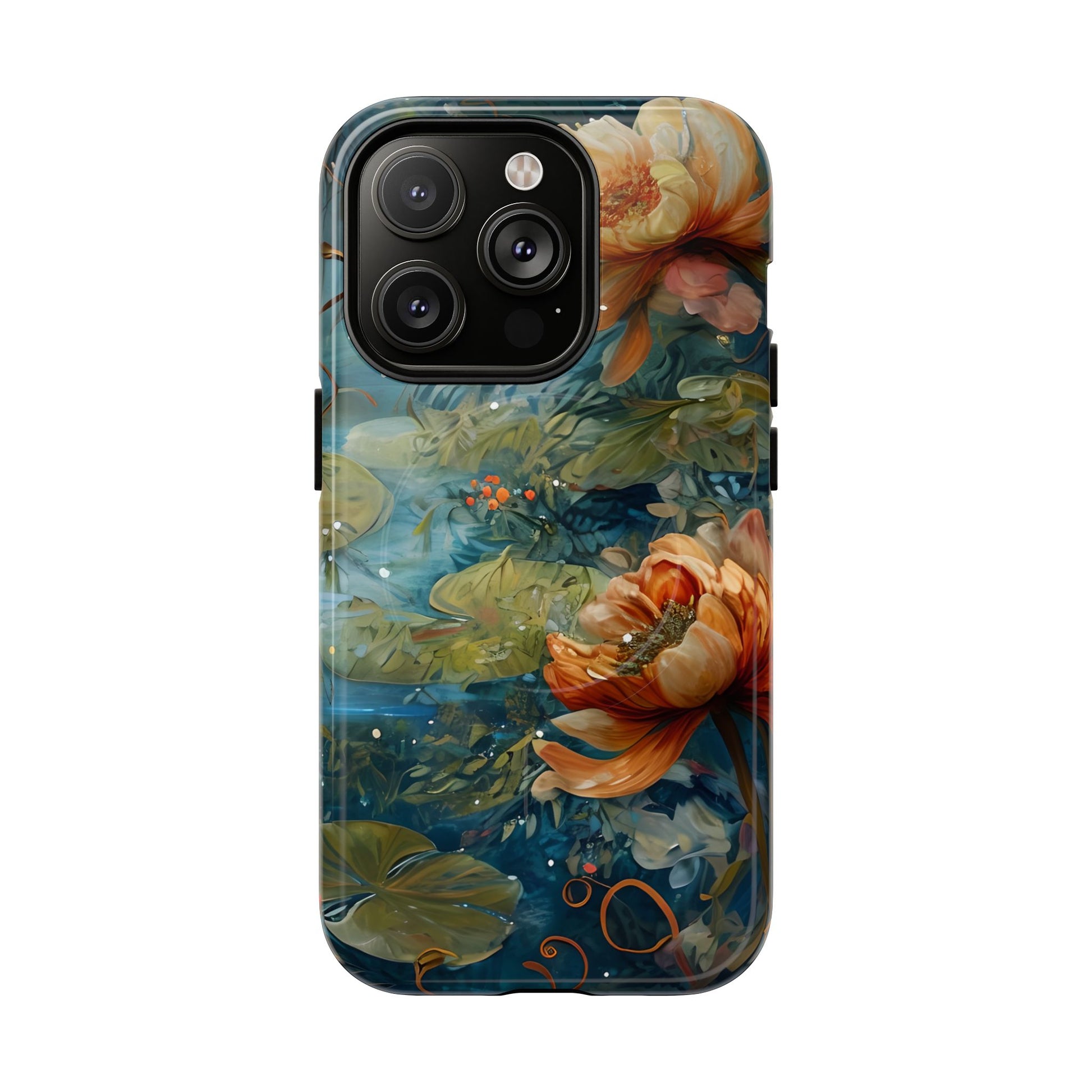 Waterlily Nocturne iPhone 14 Pro Case - Artistic Tough Cover - MagSafe Compatible - Premium Drop Protection