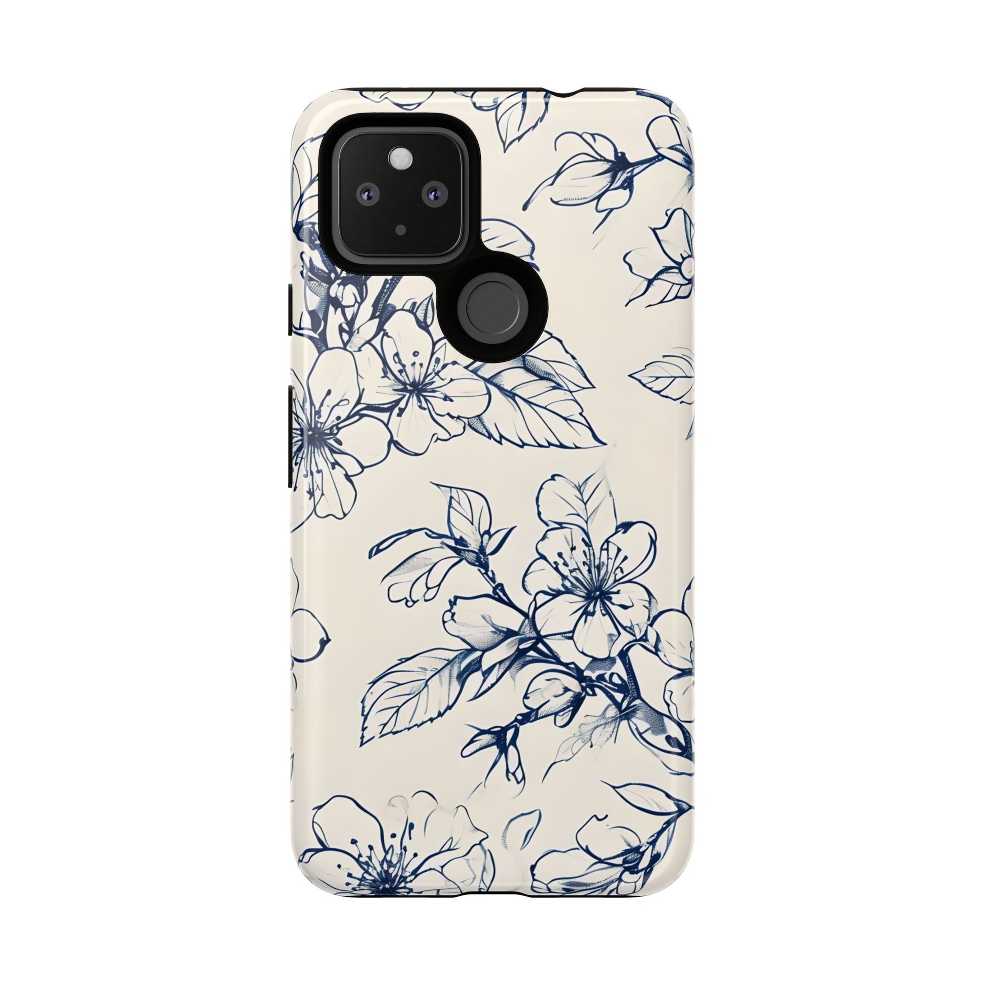 Blossom Sketch - Artistic Blue Floral Google Pixel 4a 5G - Tough Phone Case - Hand-Drawn Botanical Design