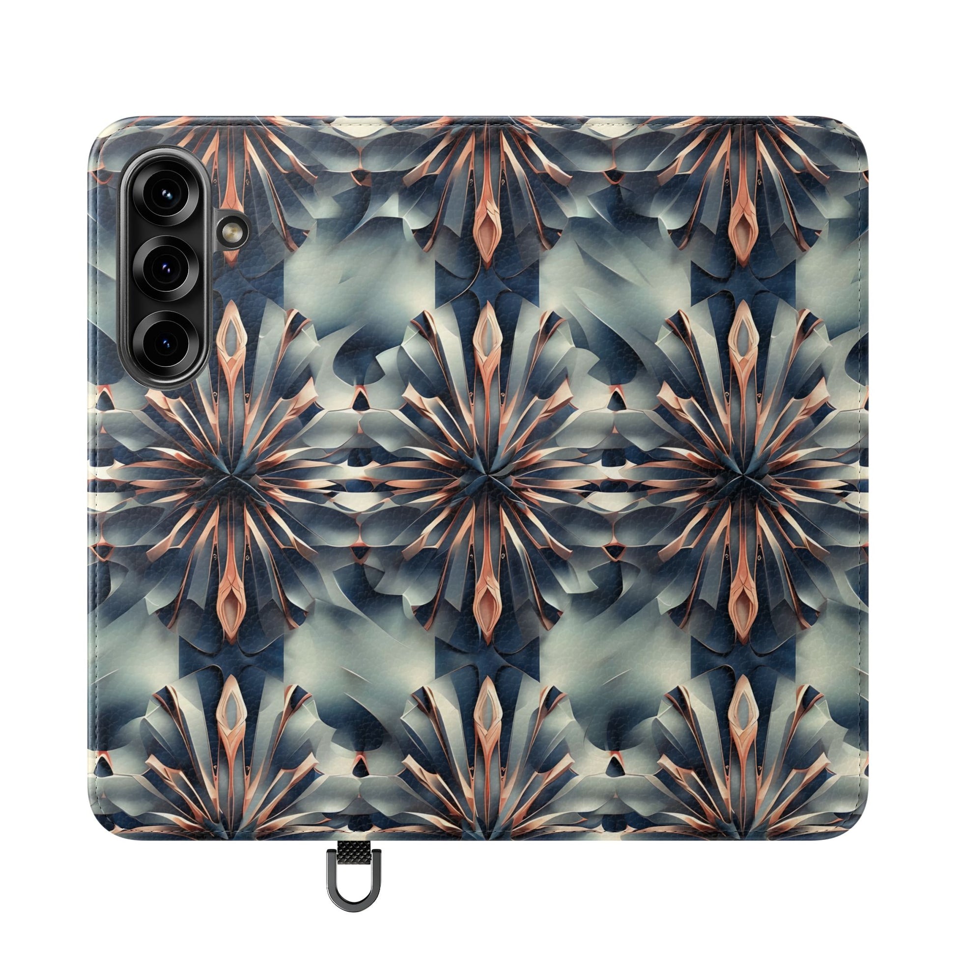 Obsidian Kaleidoscope Samsung Galaxy S25 Wallet Case - Elegant Abstract Flip Cover with Card Slots
