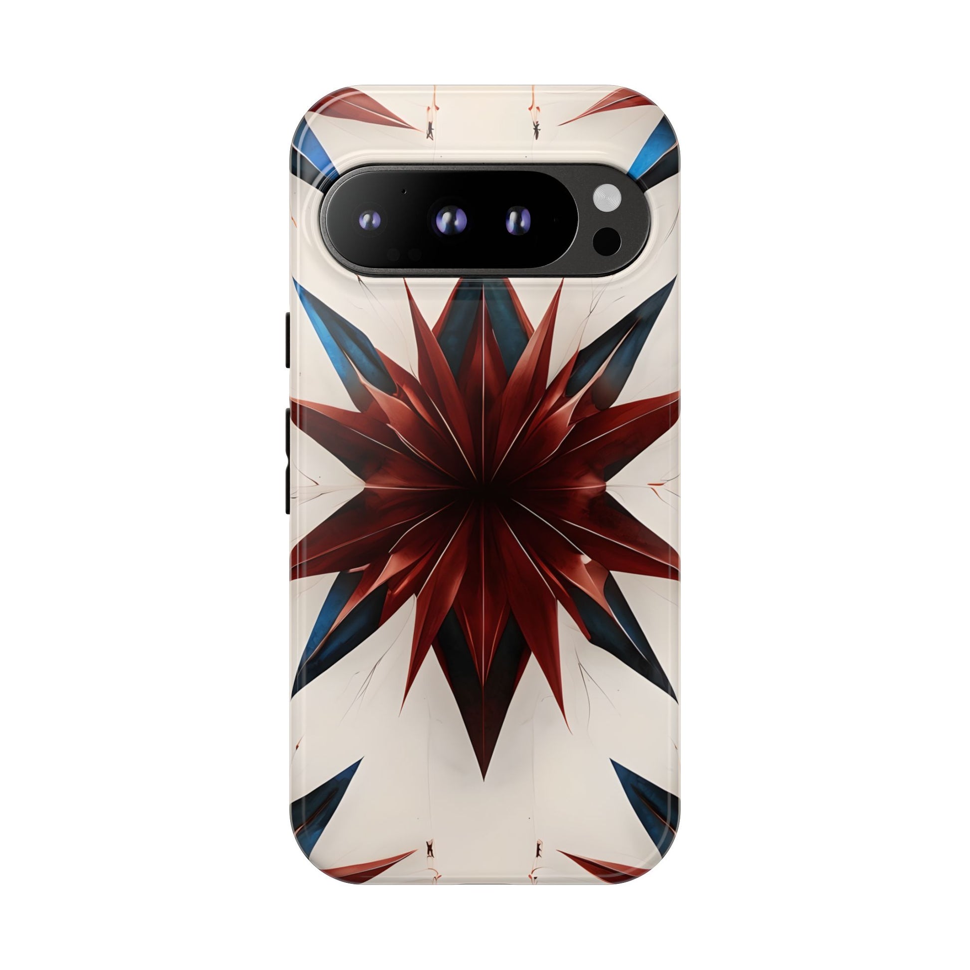 Garnet Starburst - Kaleidoscope Collection Gemstone Floral - Google Pixel 9 Pro Tough Phone Case - Floral Burst Design