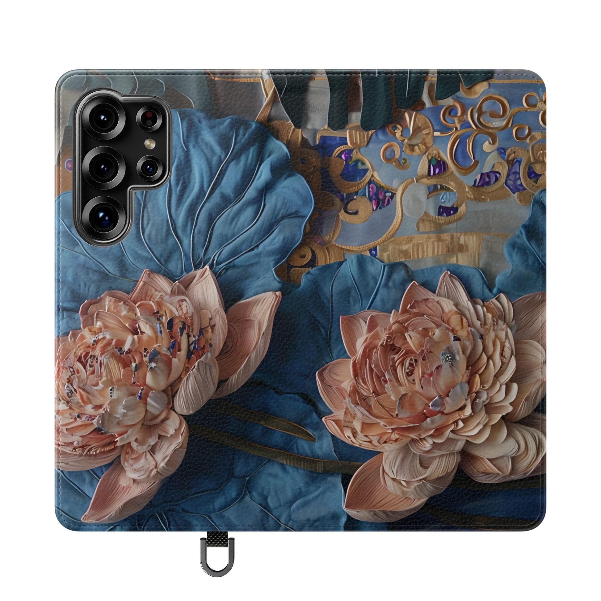 Peony Midnight Tapestry Wallet Phone Case - Flip Cover for Samsung Galaxy S25 Ultra - Floral and Tapestry Design