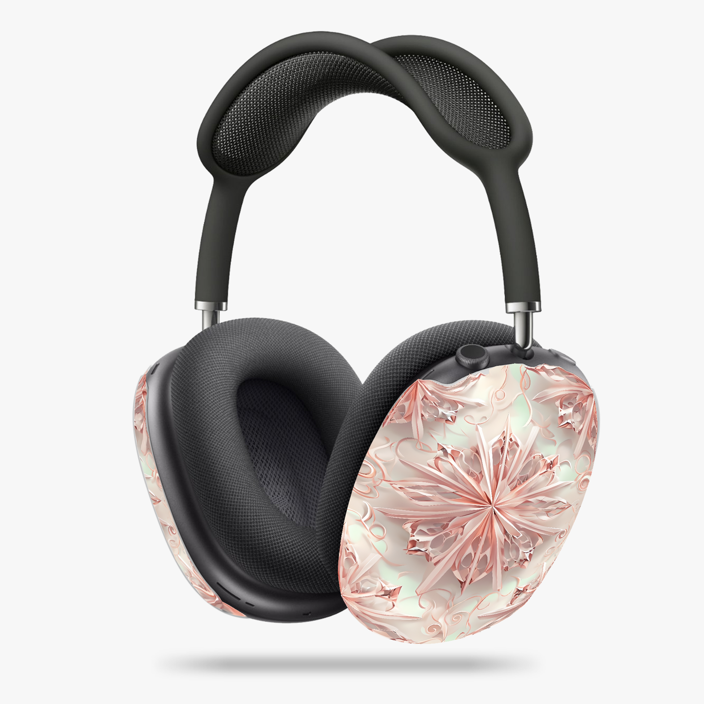 Blush Frost AirPod Max Cases, Aesthetic Earphone Cover, Gifts for Music Lovers, Stylish Tech Accessories, Pink Snowflake Design