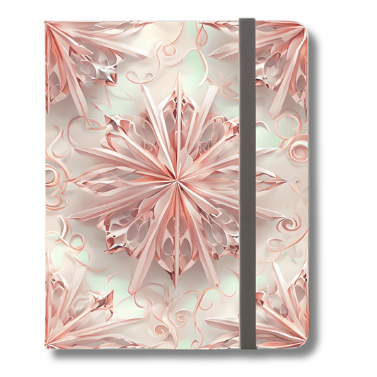 Blush Frost pink abstract floral crystal design iPad folio case with elastic strap