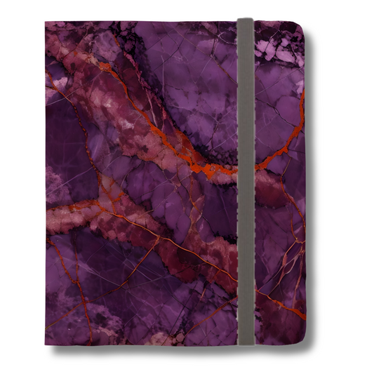 Amethyst Current purple marble red and gold veins iPad folio case with elastic strap