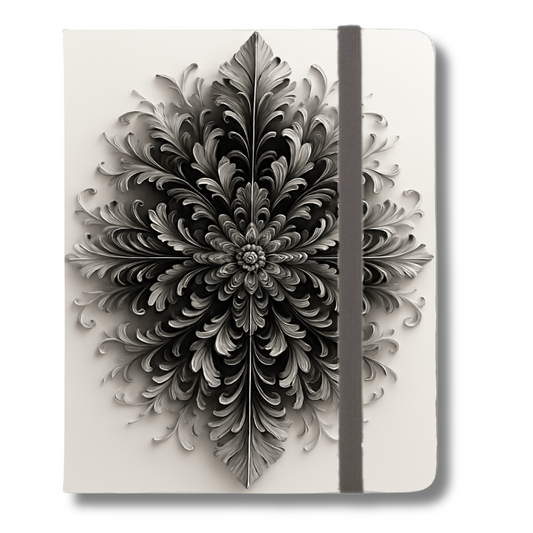 Obsidian Bloom black floral mandala iPad folio case closed cover with strap