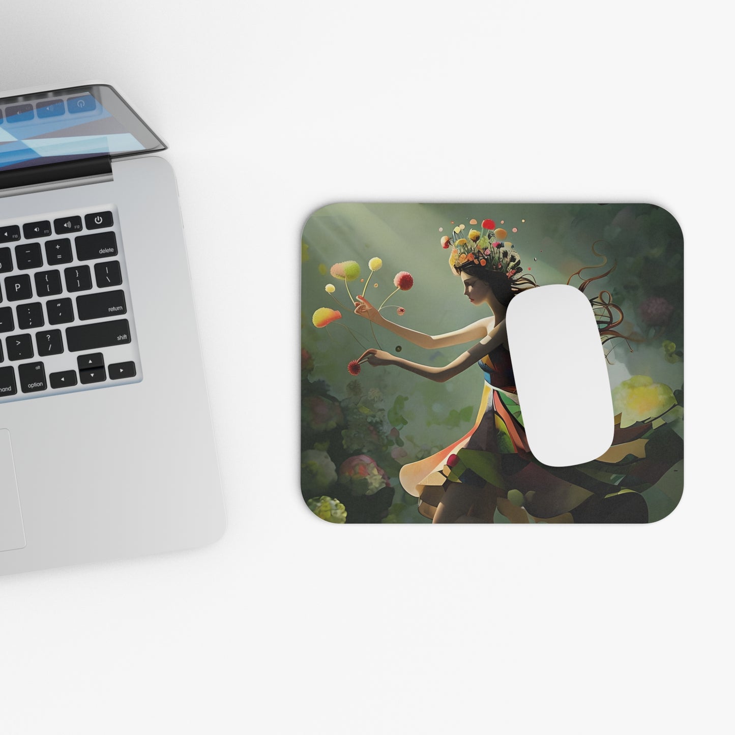 Dancing Wildflower Muse Mouse Pad - Premium 9x8 " Non-Slip Desk Mat for Work, Gaming & Office Decor