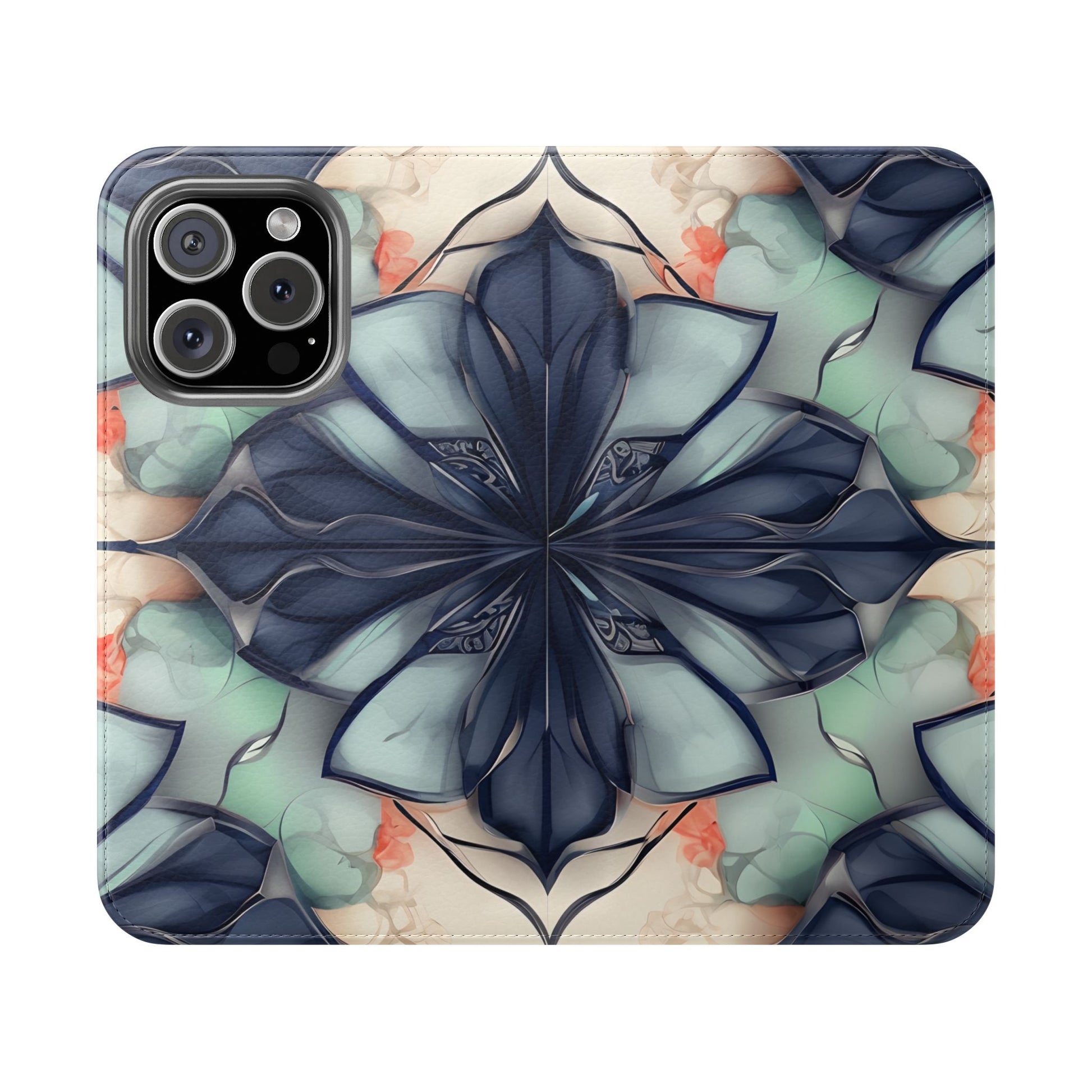 Midnight Mosaic - Abstract Floral Flip Phone Case for iPhone 16 Pro