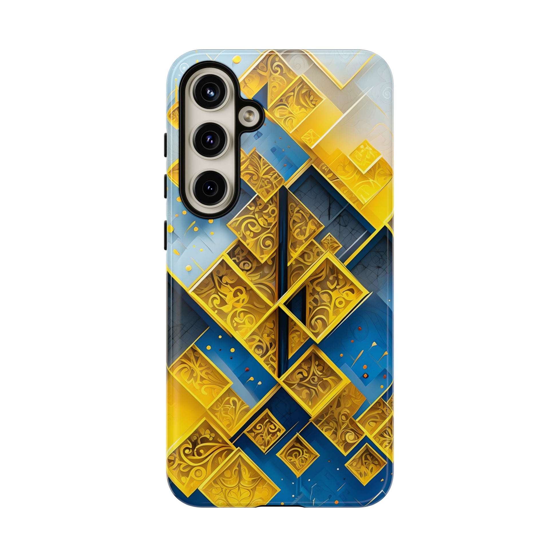 Golden Ascent Luxe Geometric Samsung Galaxy S24 Plus Tough Case - Elegant Abstract Gold Design