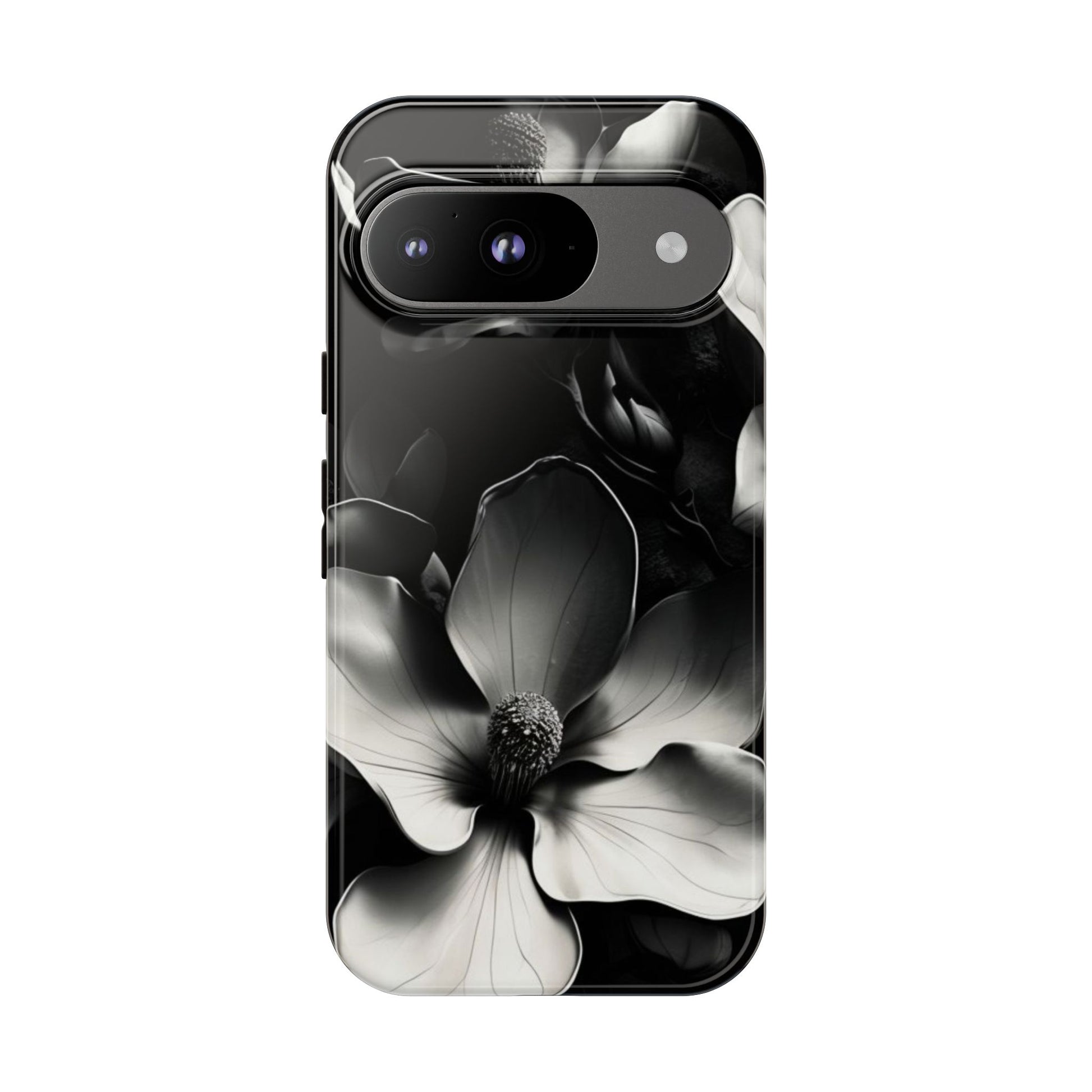 Monochrome Magnolia - Elegant Black & White Floral Google Pixel 9 Tough Phone Case - Artistic Magnolia Design