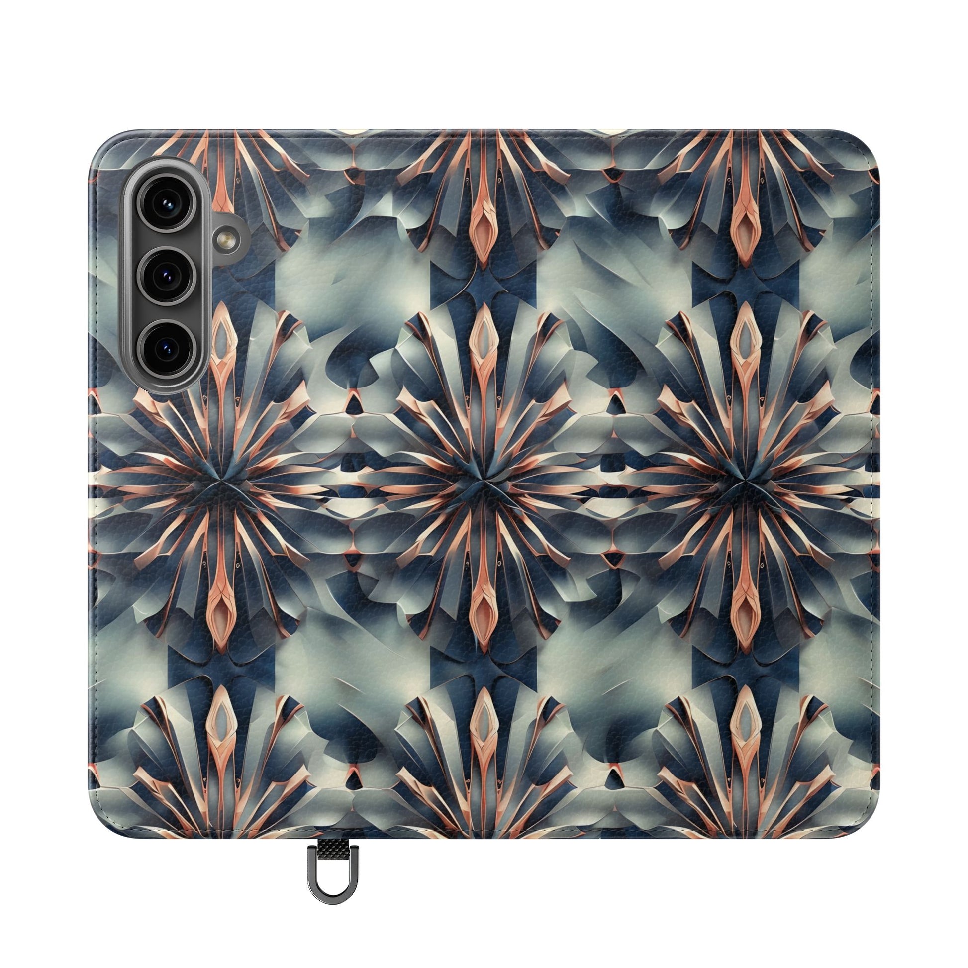 Obsidian Kaleidoscope Samsung Galaxy S24 Plus Wallet Case - Elegant Abstract Flip Cover with Card Slots