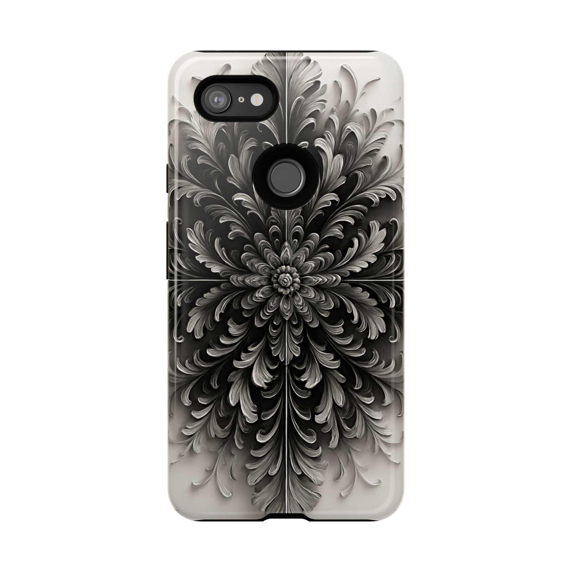 Obsidian Bloom - Elegant Black & White Google Pixel 3XL Phone Case - Intricate Mandala Flower Design