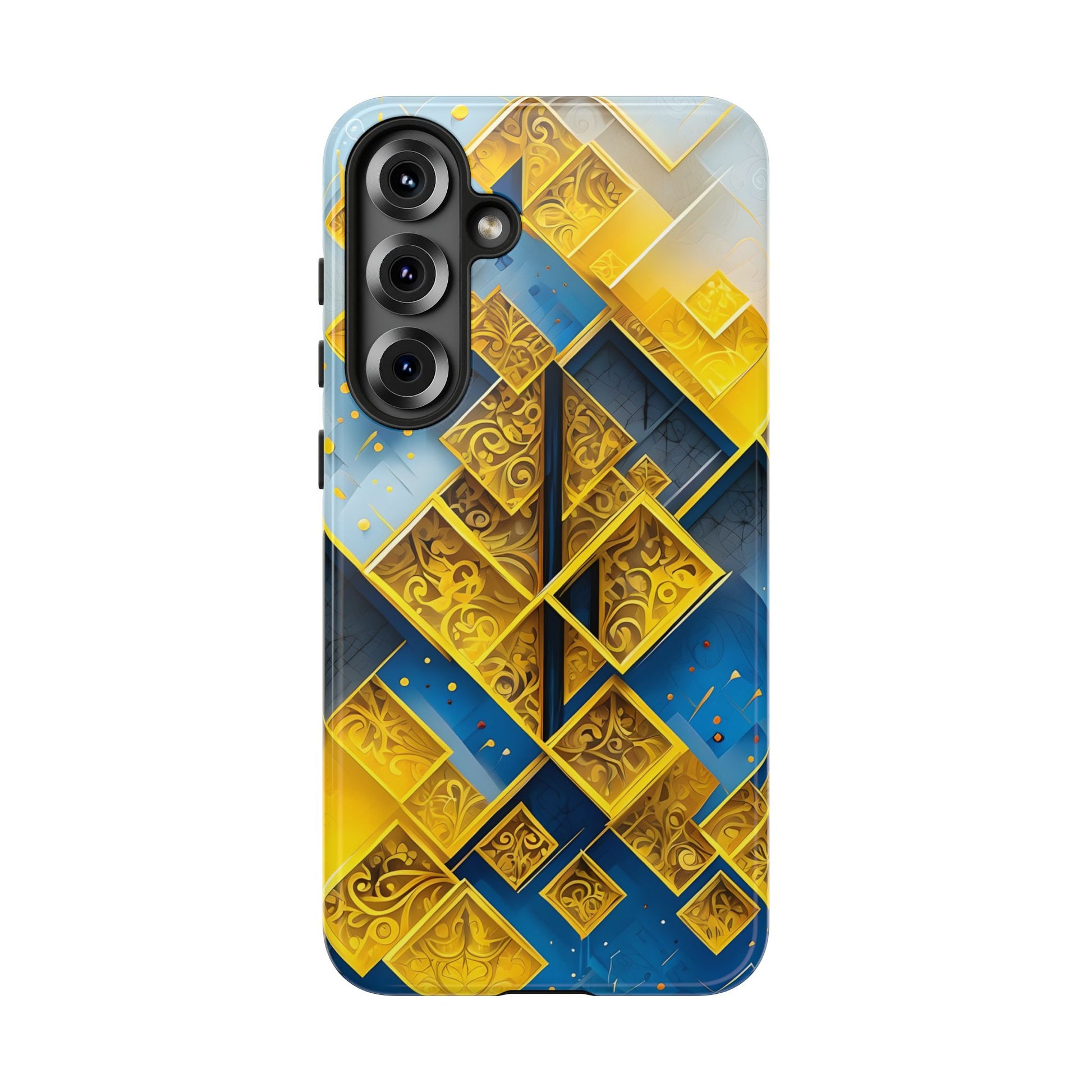 Golden Ascent Luxe Geometric Samsung Galaxy S25 Plus Tough Case - Elegant Abstract Gold Design