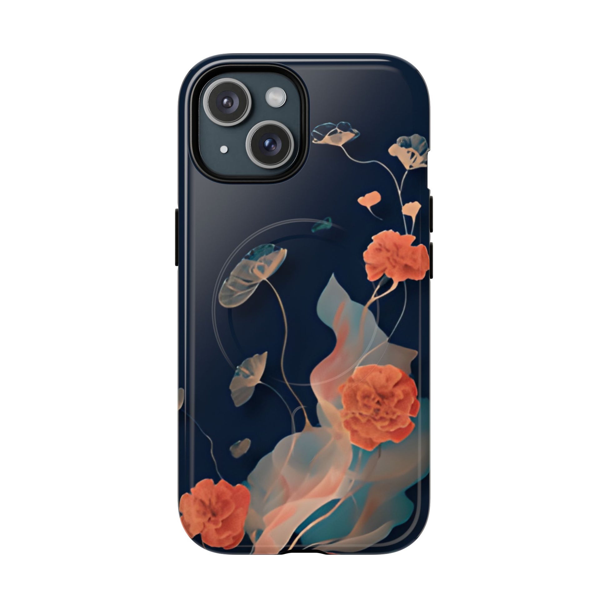 Lotus Reverie - Elegant Artistic Floral iPhone 15 MagSafe Phone Case - Painterly Lotus Blossom Design