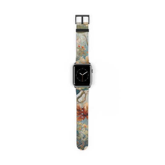 Waterlily Dreamscape Designer Apple Watch Band - Premium Custom Strap for Series 1-9, SE & Ultra - Artistic Vegan Leather