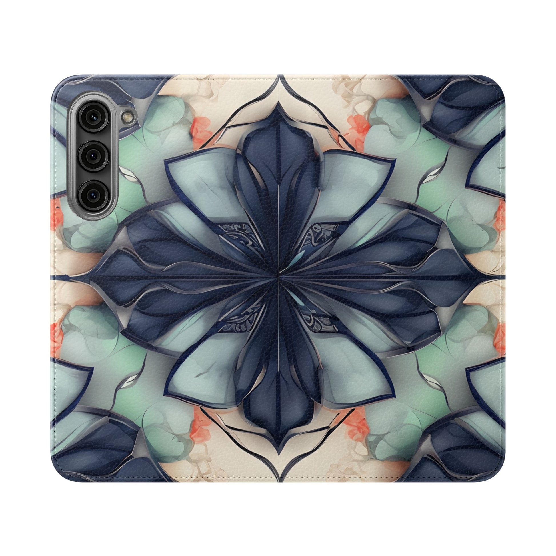 Midnight Mosaic - Abstract Floral Flip Phone Case for Samsung Galaxy S23 Plus