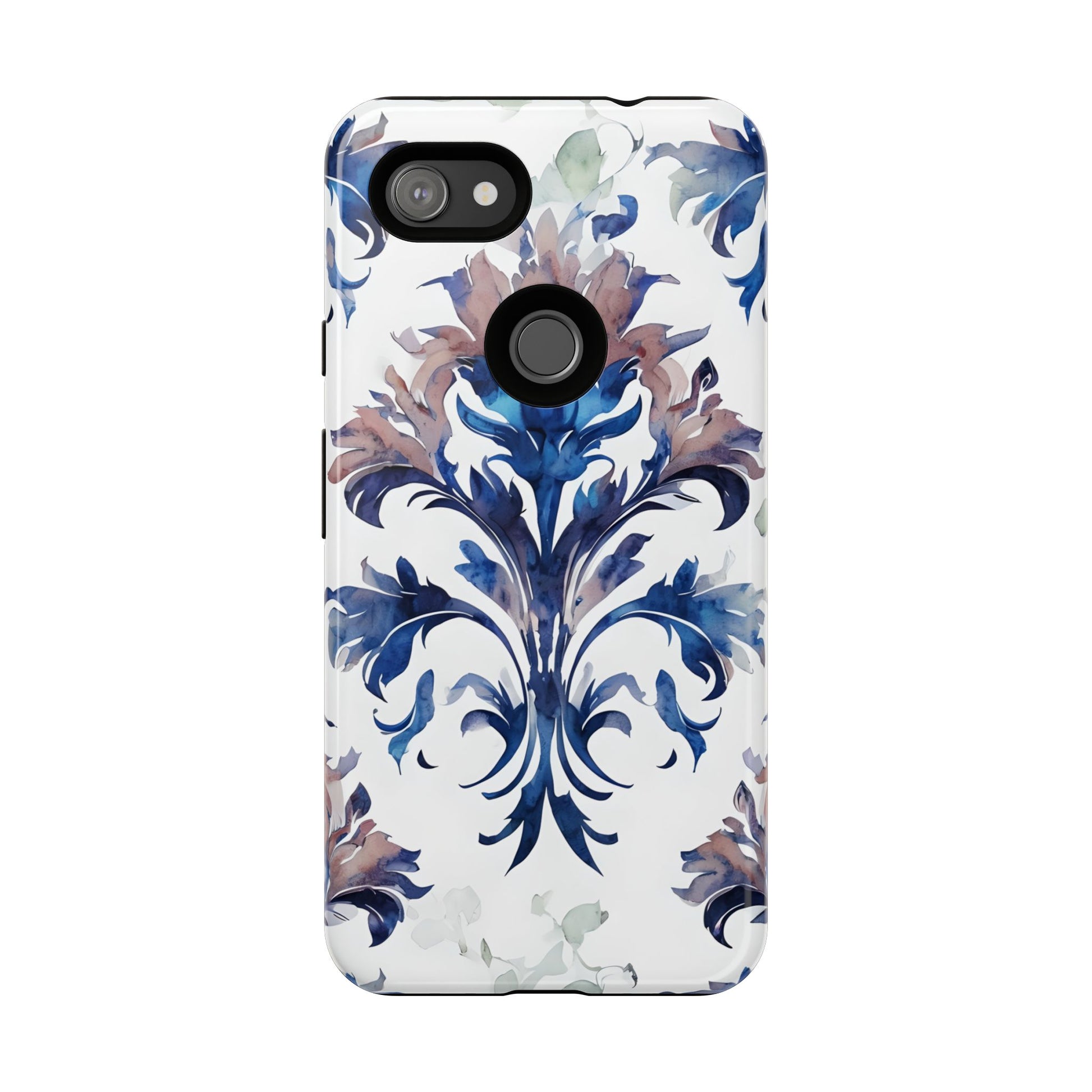 Delft Reverie - Elegant Blue & White Google Pixel 3a XL Tough Phone Case - Dutch Delftware-Inspired Floral Design